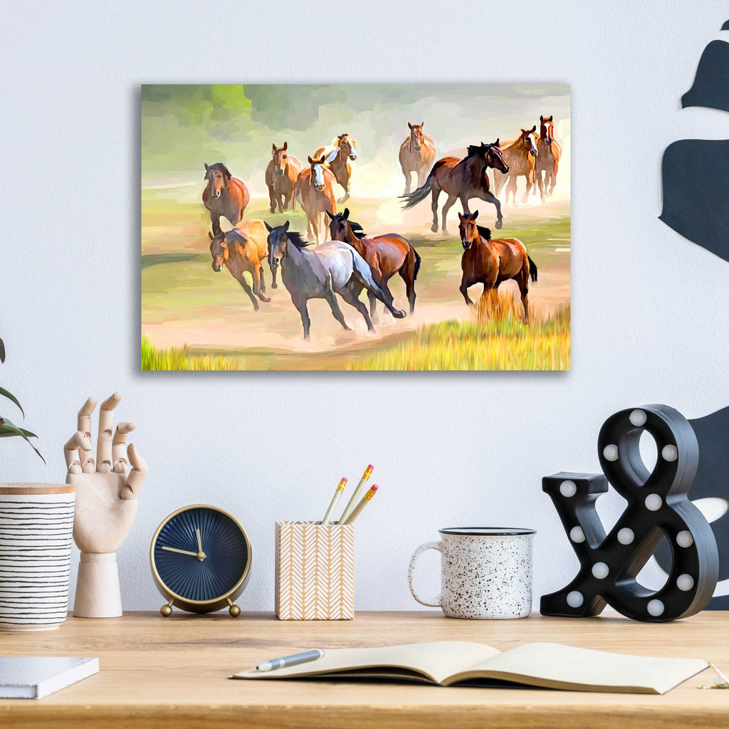 Wild Horses Running by Ata Alishahi - 16x12 acrylic wall art in a room