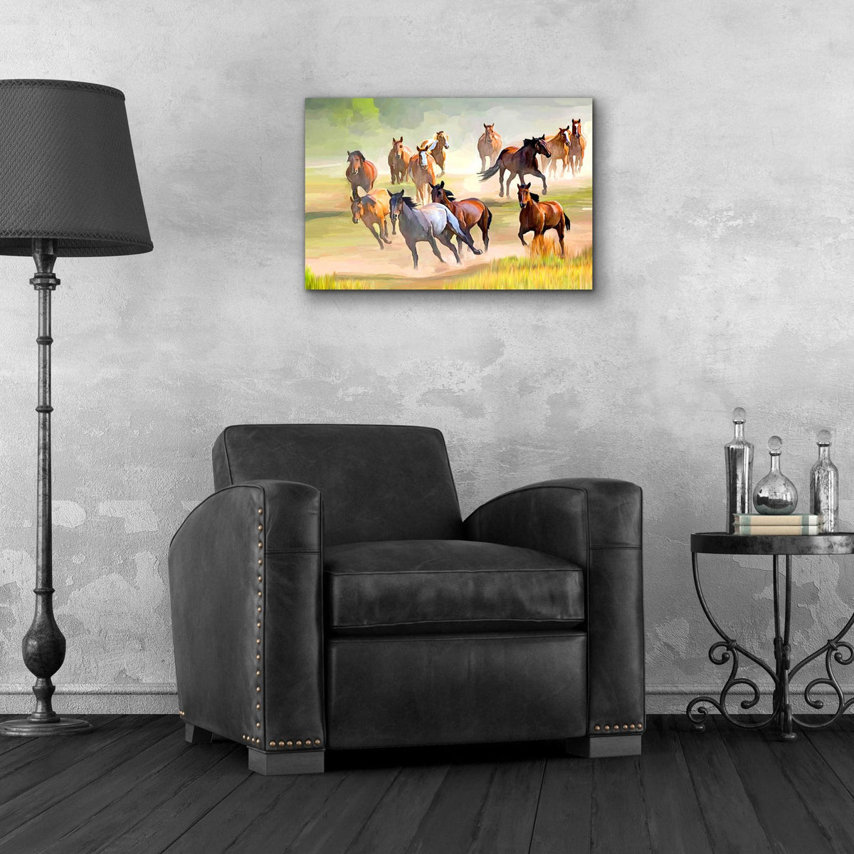 Wild Horses Running by Ata Alishahi - 24x16 acrylic wall art in a room