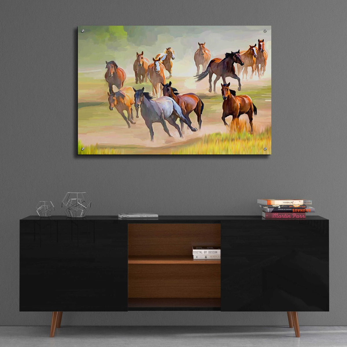 Wild Horses Running by Ata Alishahi - 36x24 acrylic wall art in a room
