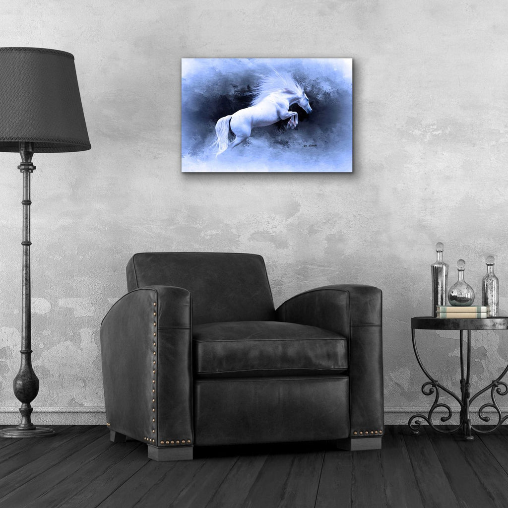 White Horse by Ata Alishahi - 24x16 acrylic wall art in a room