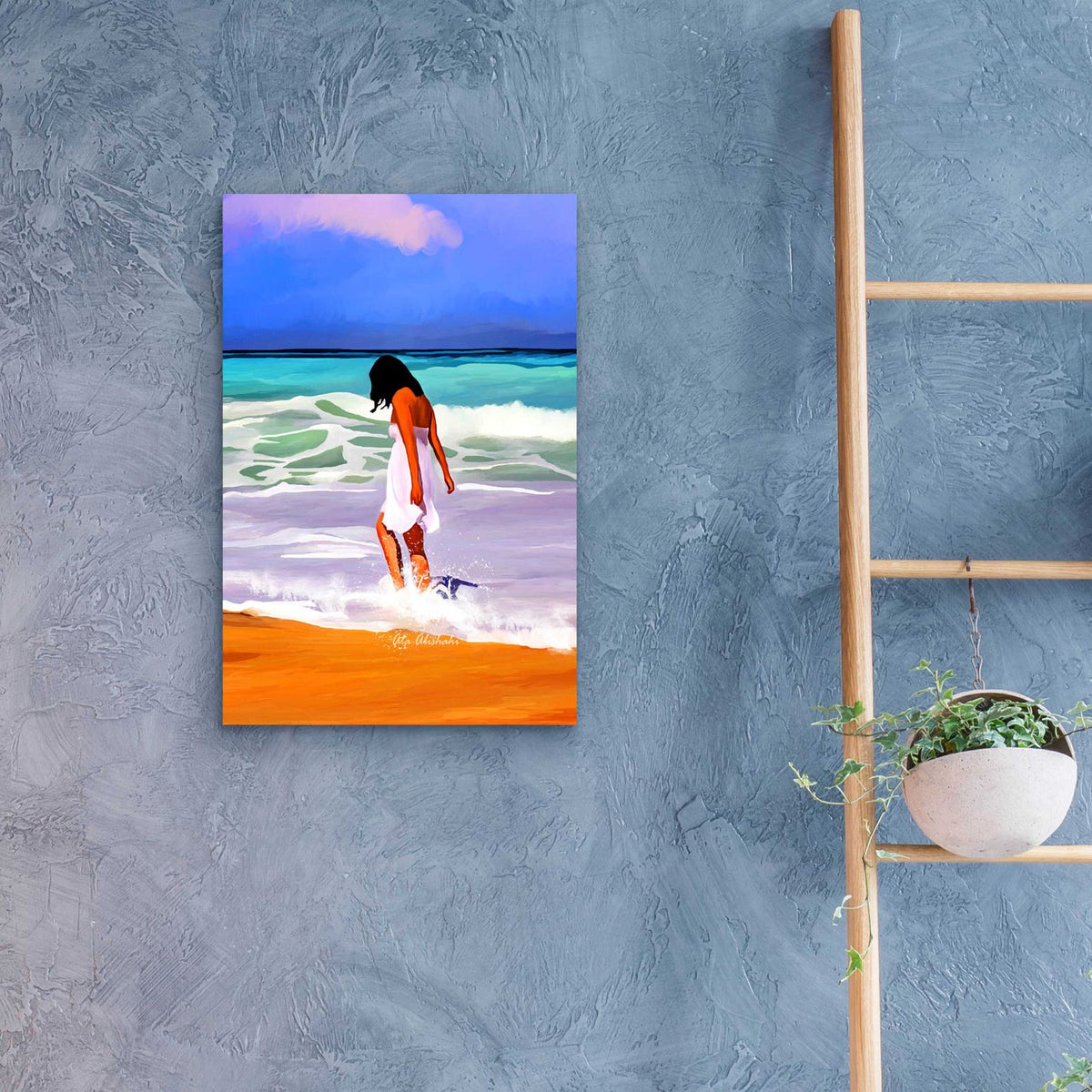 Beach Day by Ata Alishahi - 16x24 acrylic wall art in a room