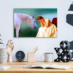 Sad Girl And Horse by Ata Alishahi - 16x12 acrylic wall art in a room