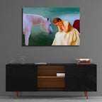 Sad Girl And Horse by Ata Alishahi - 36x24 acrylic wall art in a room