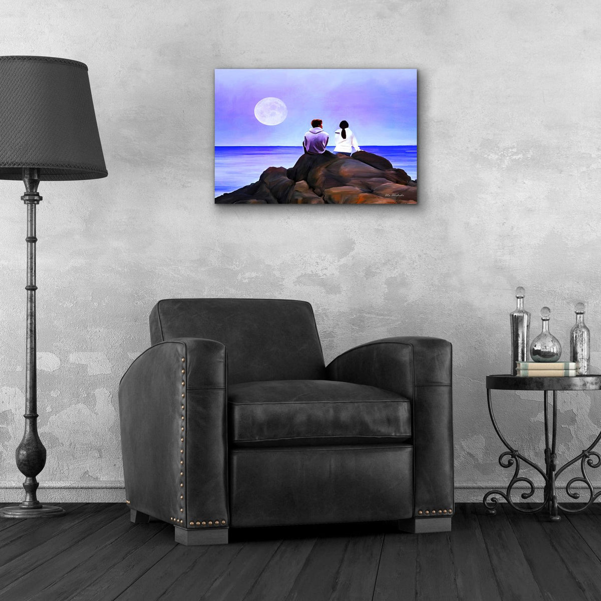 Together Watching The Moon by Ata Alishahi - 24x16 acrylic wall art in a room