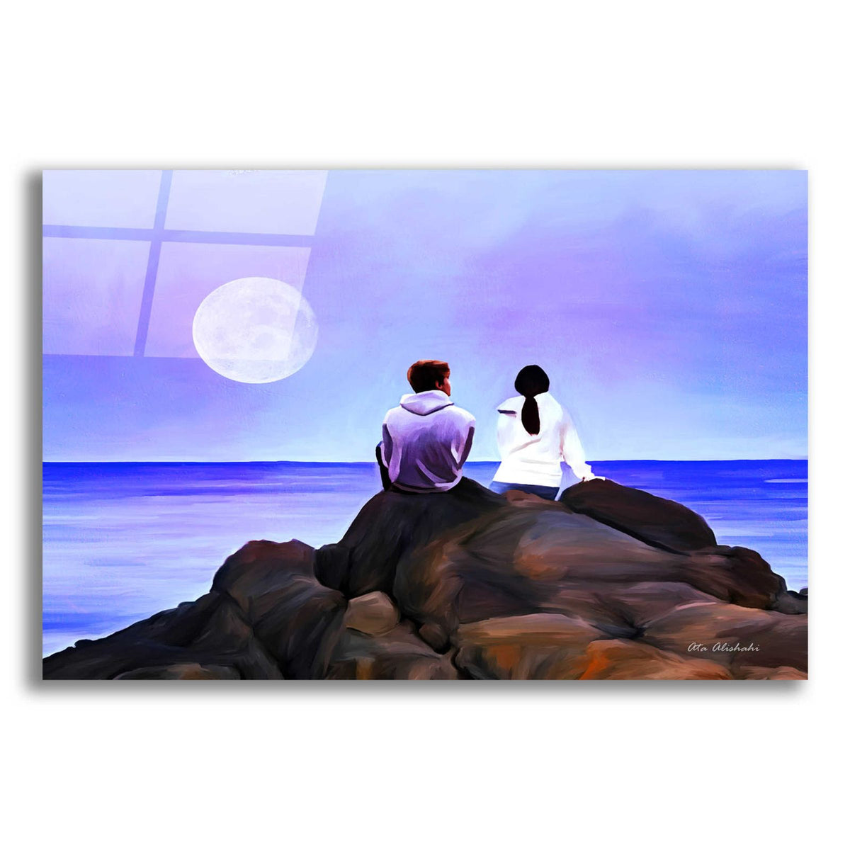 Together Watching The Moon by Ata Alishahi acrylic glass wall art