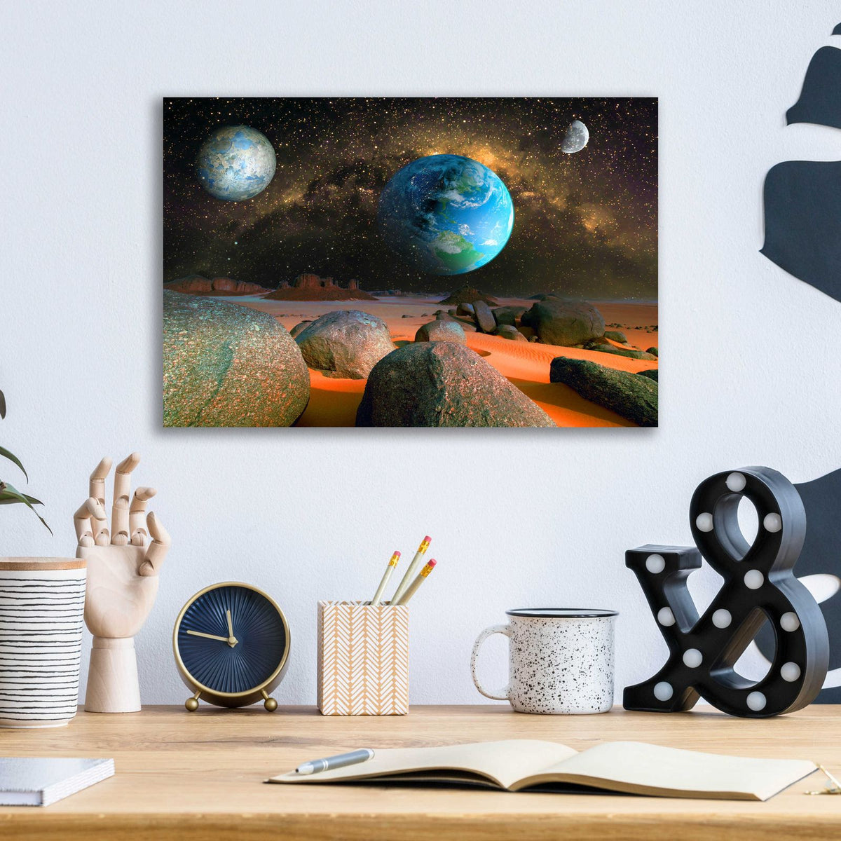 Planets by Ata Alishahi - 16x12 acrylic wall art in a room