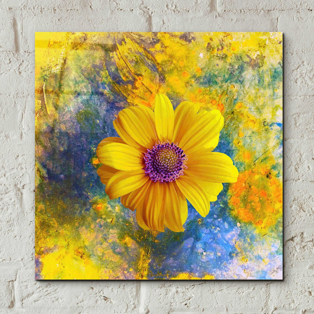Yellow Is Nice by Ata Alishahi - 12x12 acrylic wall art in a room