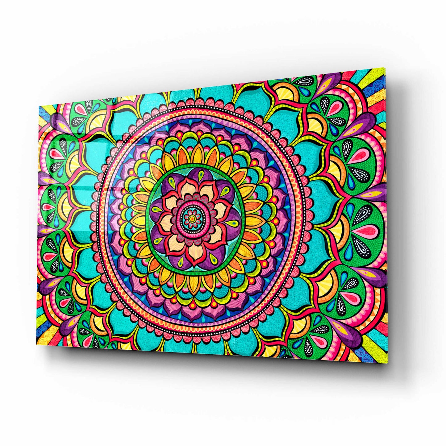 Epic Art 'Happy Dance Mandala' by Hello Angel, Acrylic Glass Wall Art,16x12