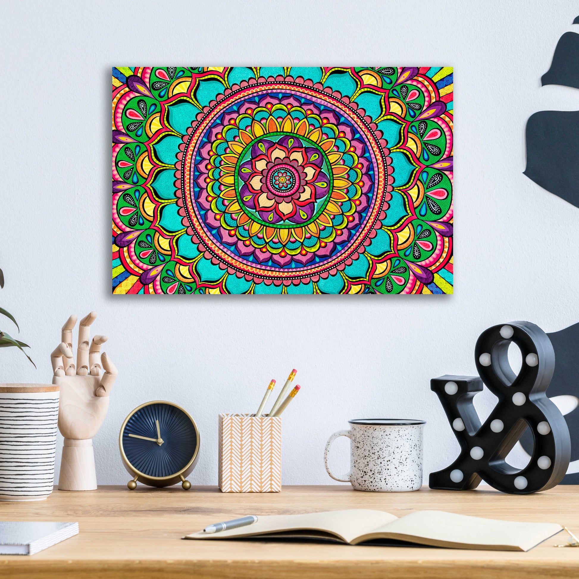 Epic Art 'Happy Dance Mandala' by Hello Angel, Acrylic Glass Wall Art,16x12