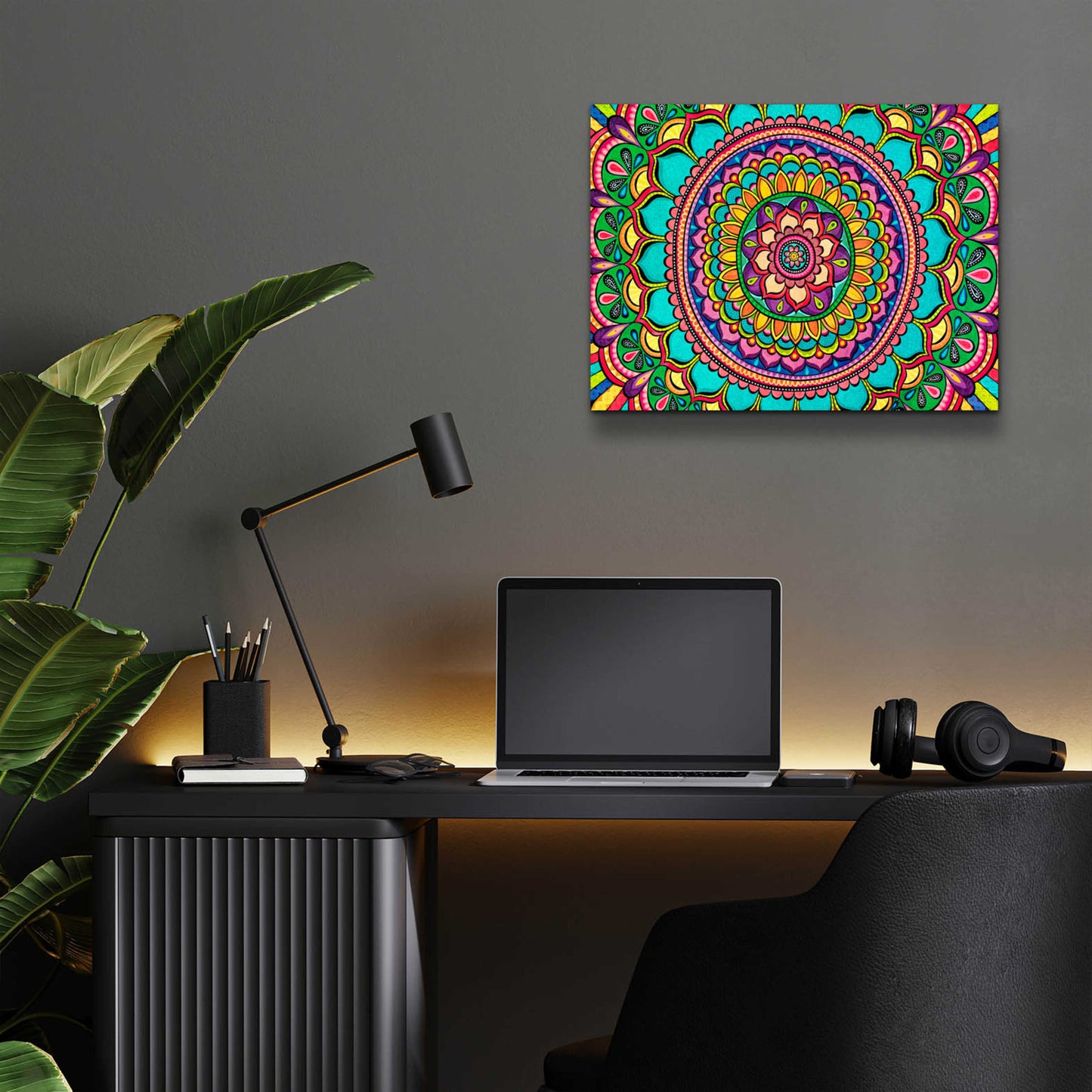 Epic Art 'Happy Dance Mandala' by Hello Angel, Acrylic Glass Wall Art,16x12