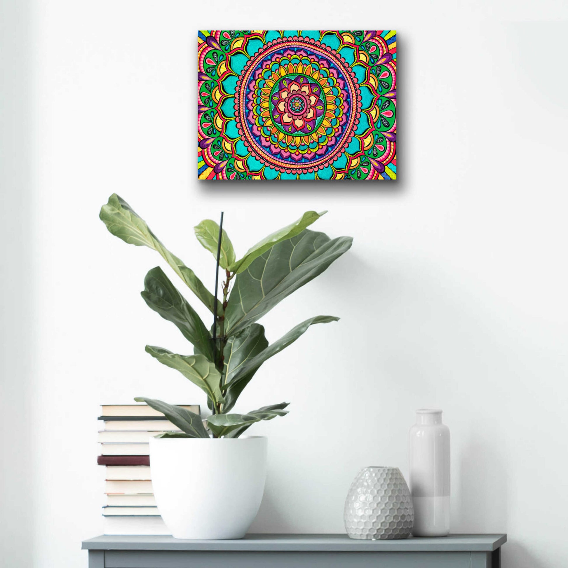 Epic Art 'Happy Dance Mandala' by Hello Angel, Acrylic Glass Wall Art,16x12