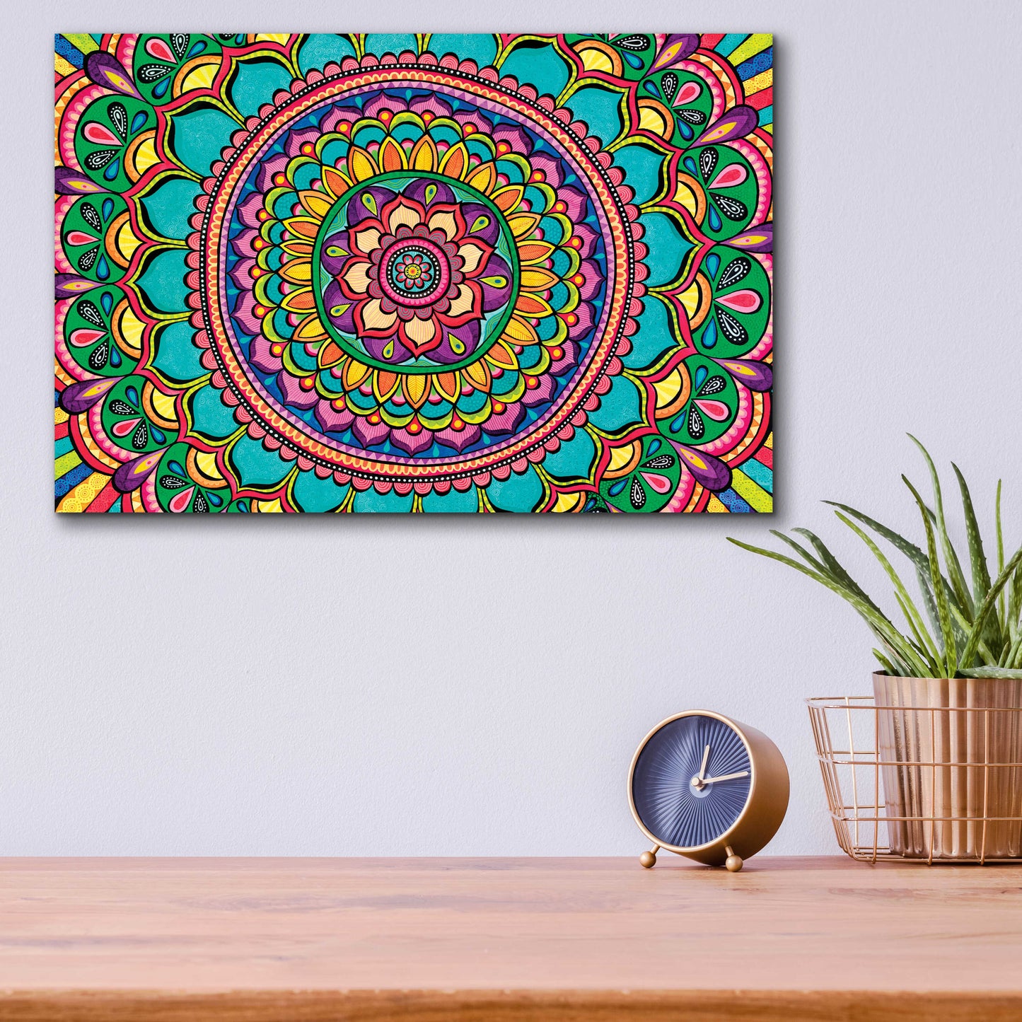 Epic Art 'Happy Dance Mandala' by Hello Angel, Acrylic Glass Wall Art,16x12