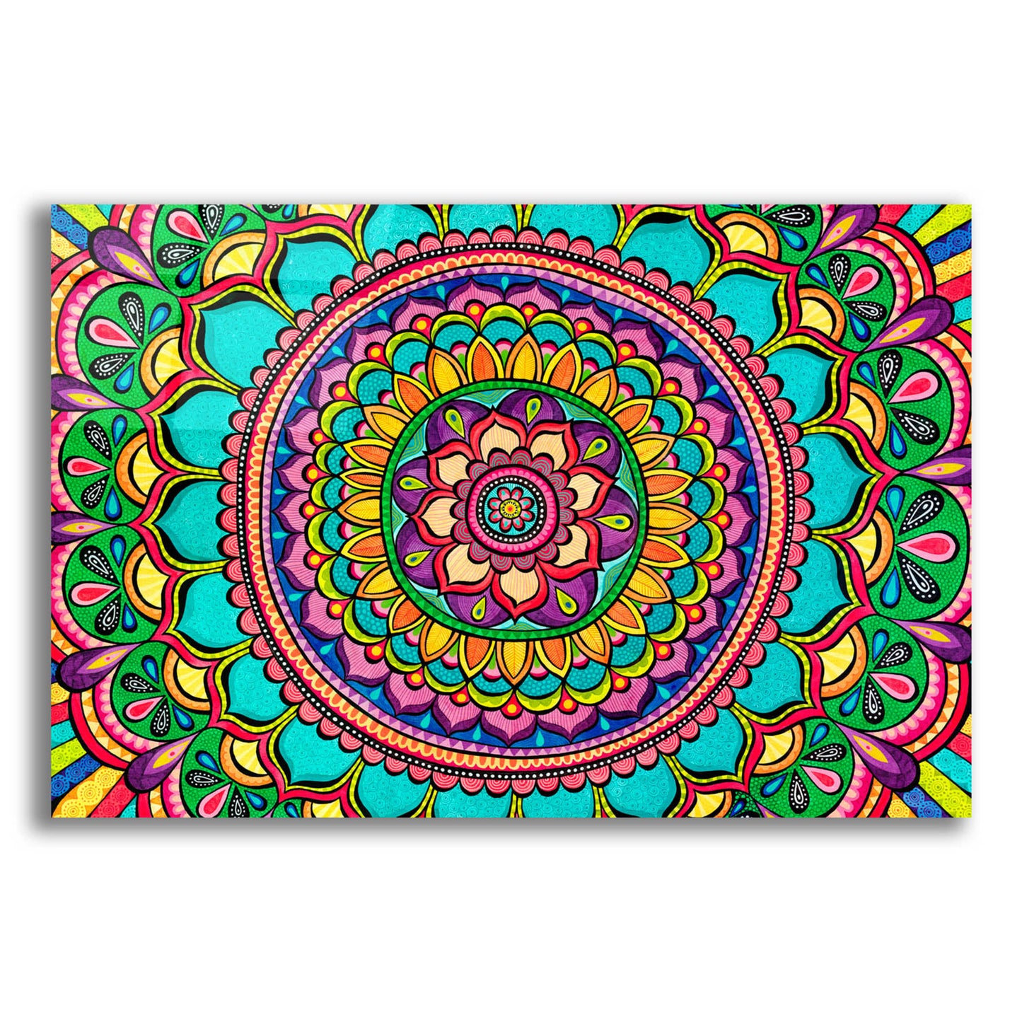 Epic Art 'Happy Dance Mandala' by Hello Angel, Acrylic Glass Wall Art,16x12