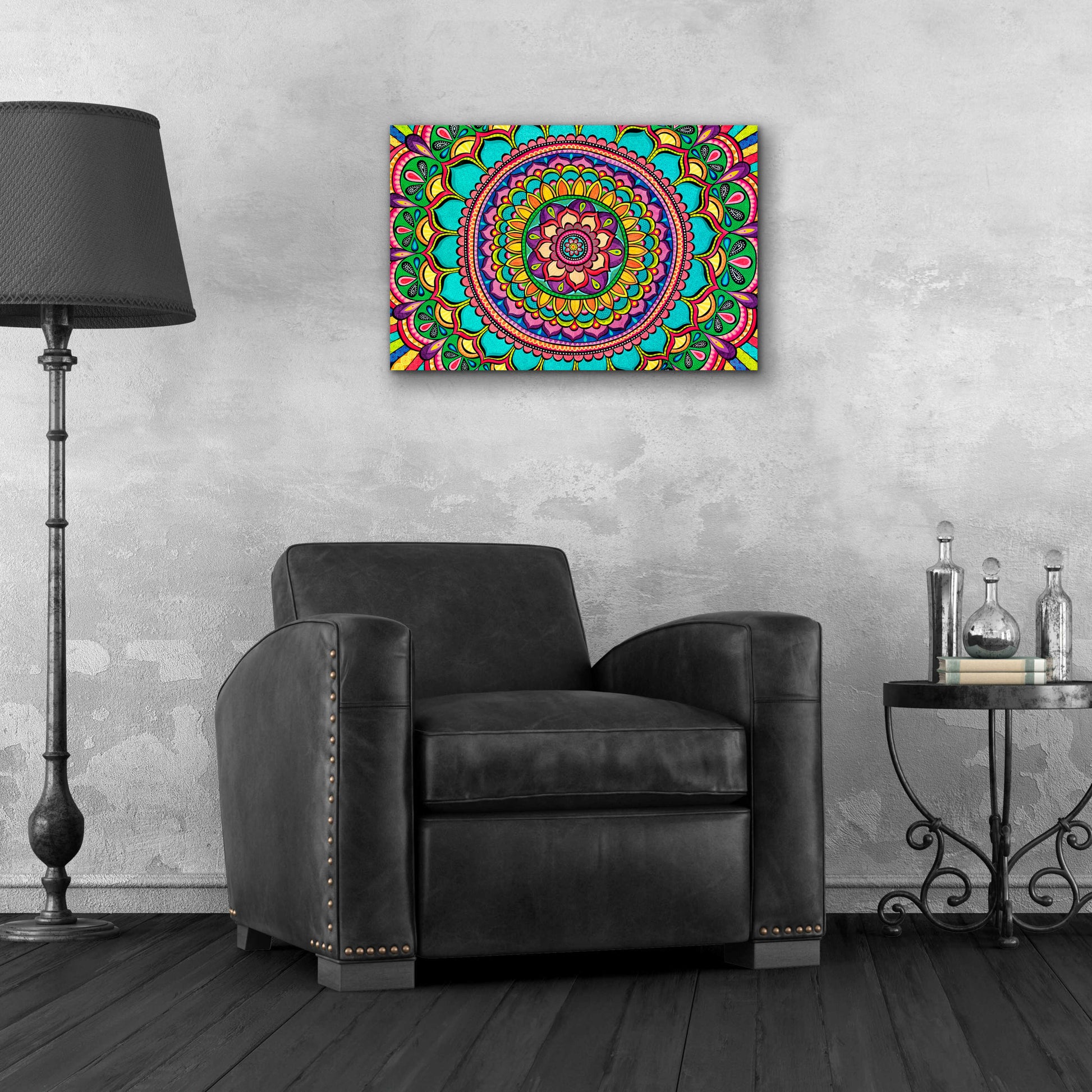 Epic Art 'Happy Dance Mandala' by Hello Angel, Acrylic Glass Wall Art,24x16