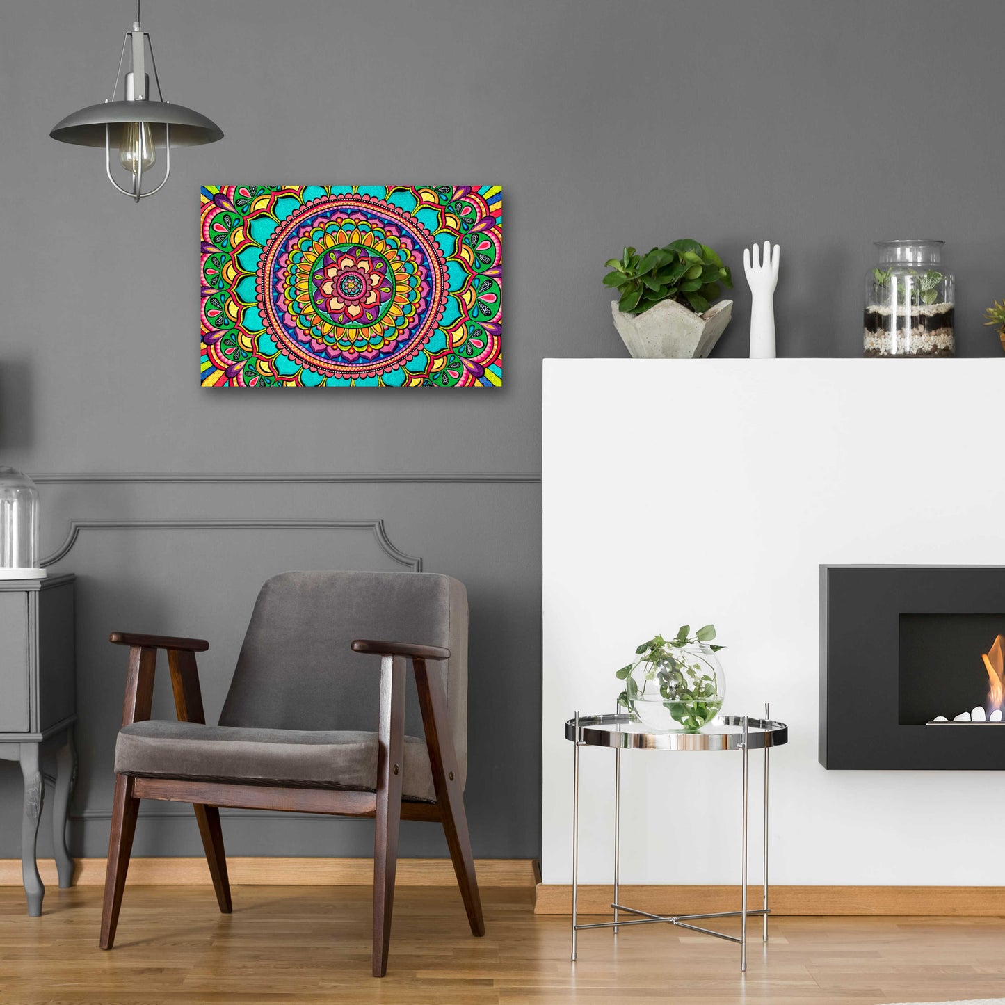 Epic Art 'Happy Dance Mandala' by Hello Angel, Acrylic Glass Wall Art,24x16