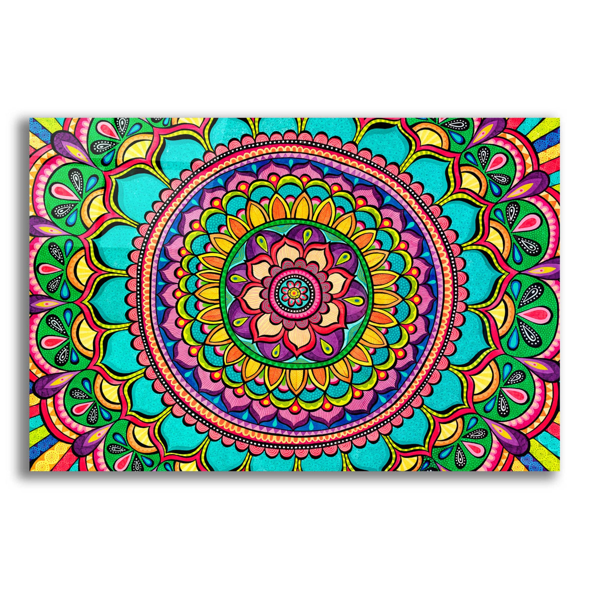 Epic Art 'Happy Dance Mandala' by Hello Angel, Acrylic Glass Wall Art,24x16