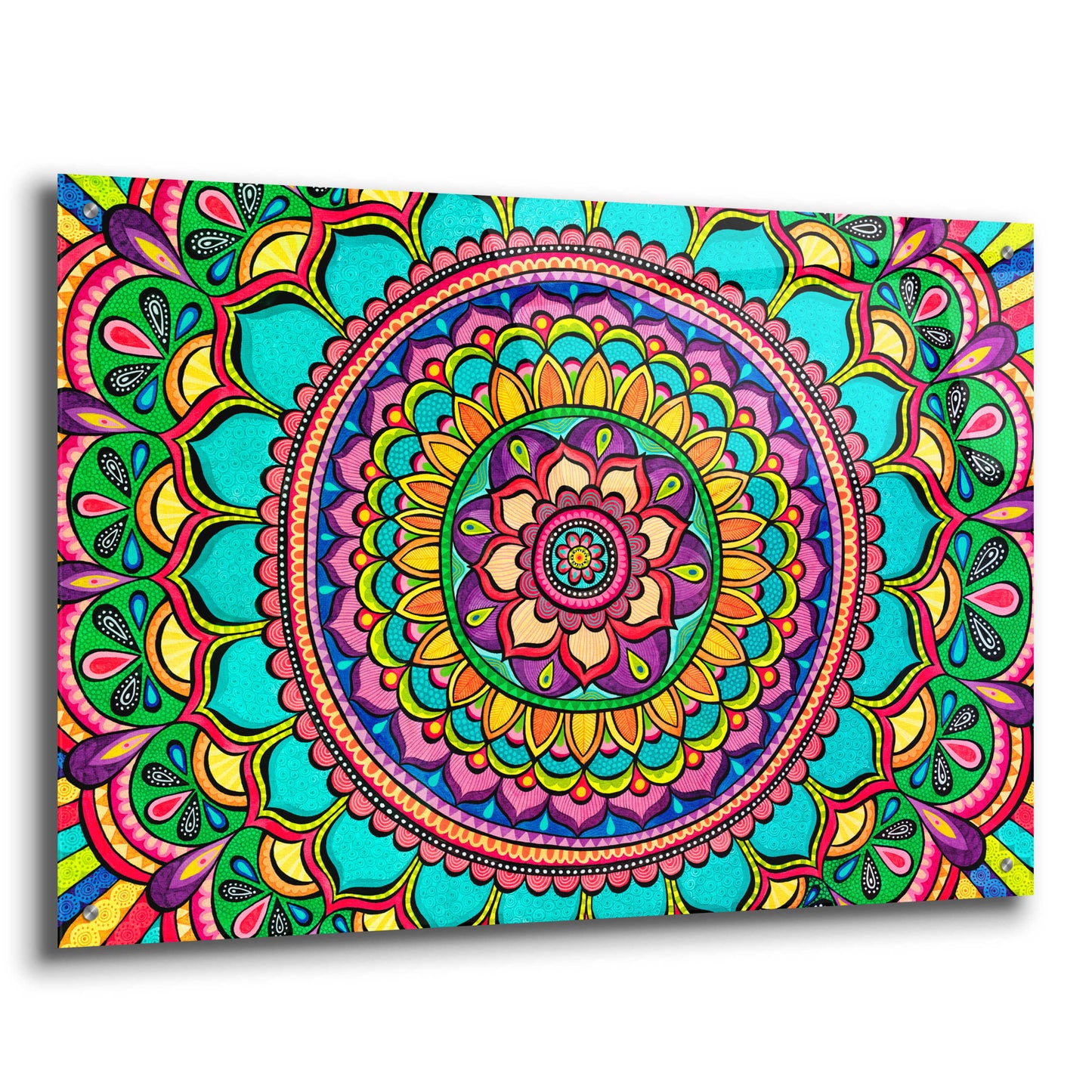 Epic Art 'Happy Dance Mandala' by Hello Angel, Acrylic Glass Wall Art,36x24