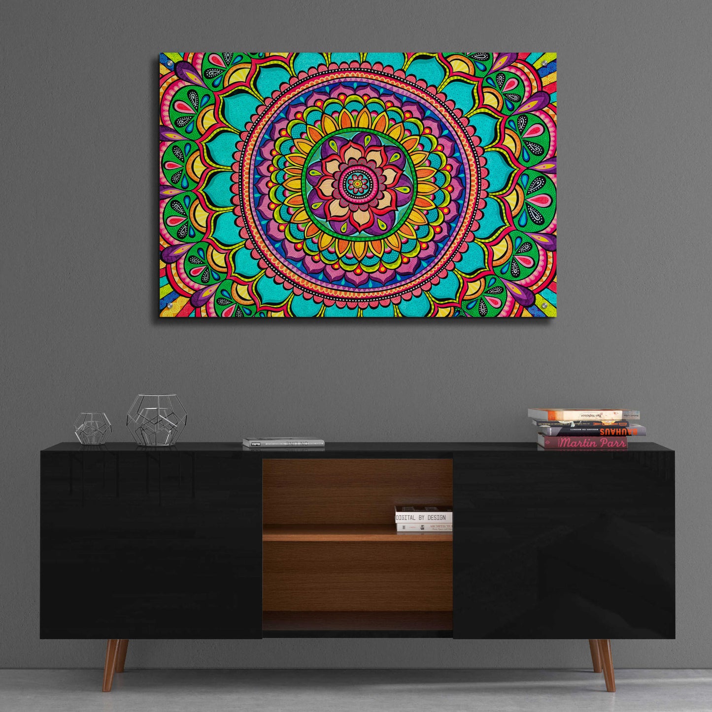 Epic Art 'Happy Dance Mandala' by Hello Angel, Acrylic Glass Wall Art,36x24