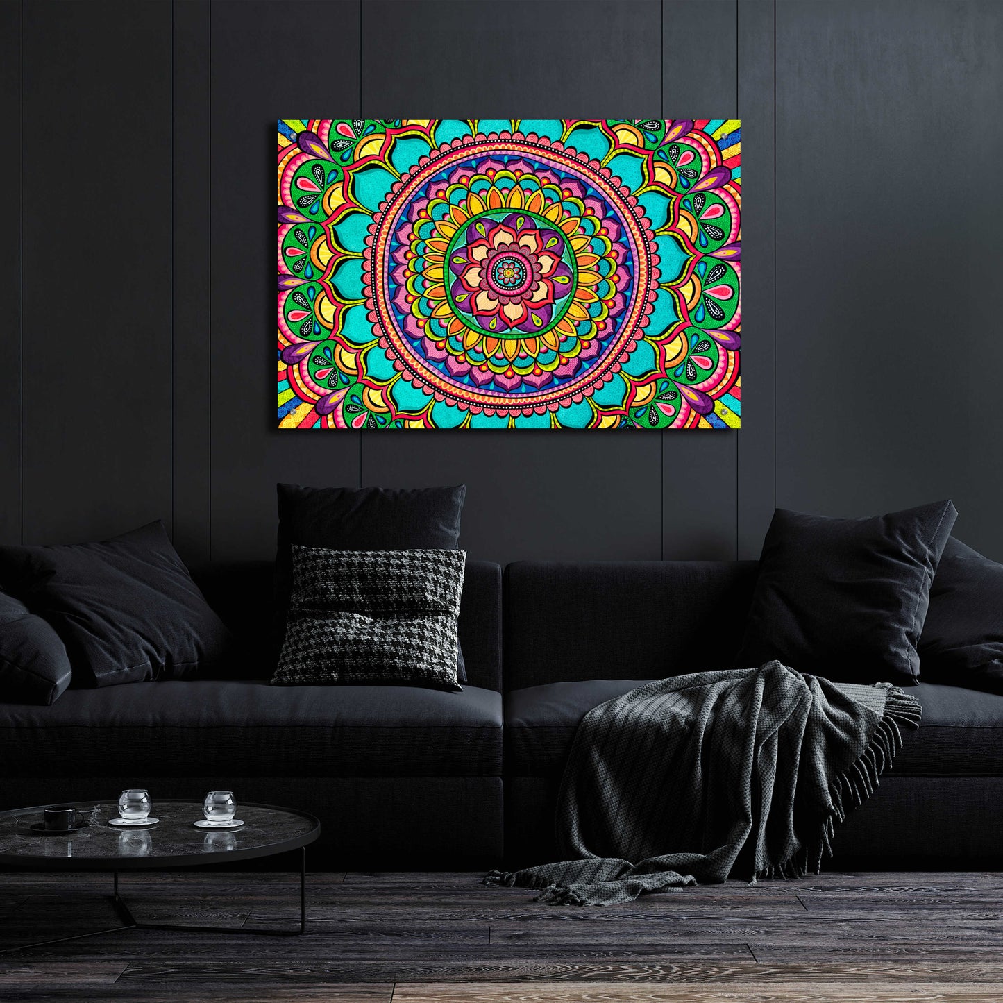 Epic Art 'Happy Dance Mandala' by Hello Angel, Acrylic Glass Wall Art,36x24