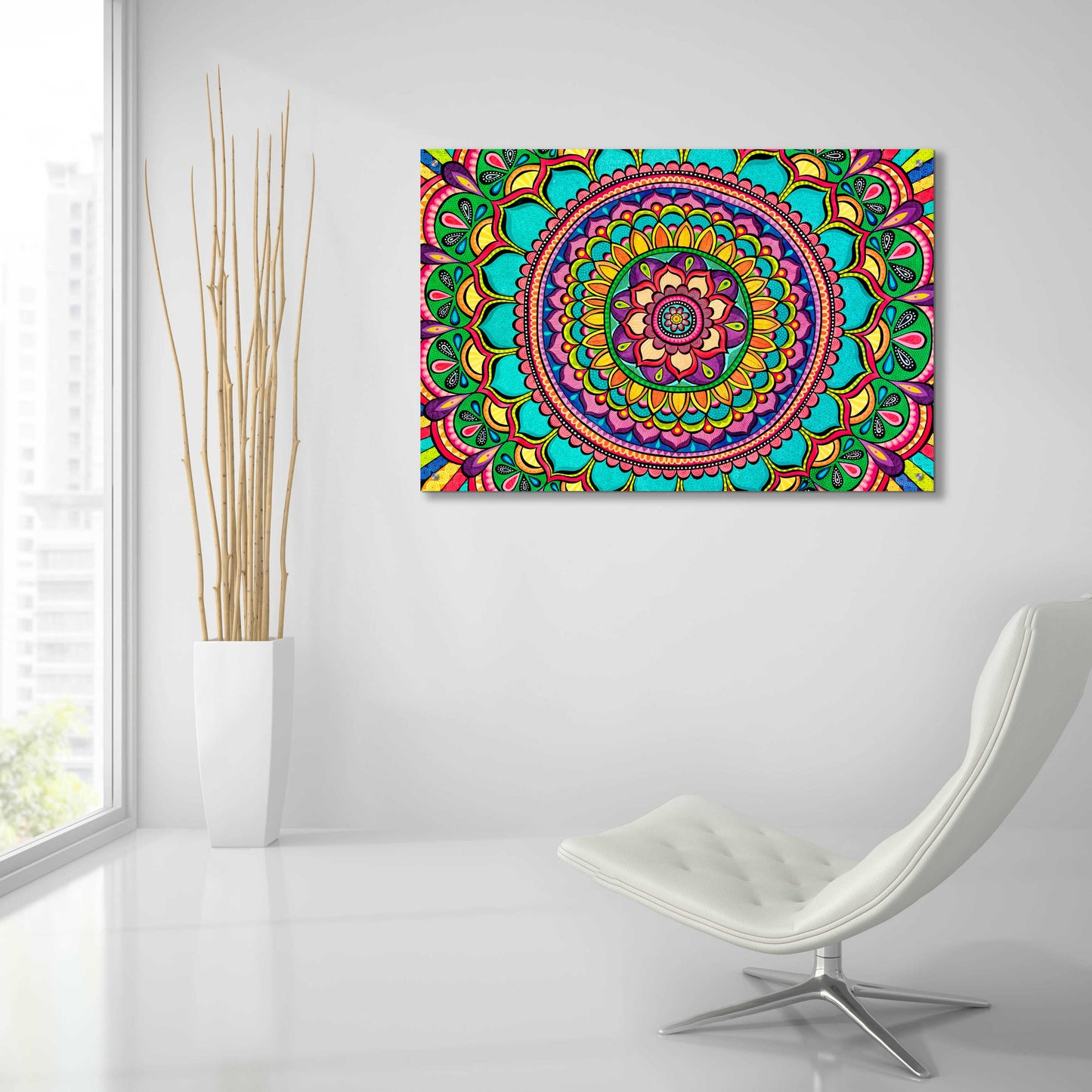 Epic Art 'Happy Dance Mandala' by Hello Angel, Acrylic Glass Wall Art,36x24