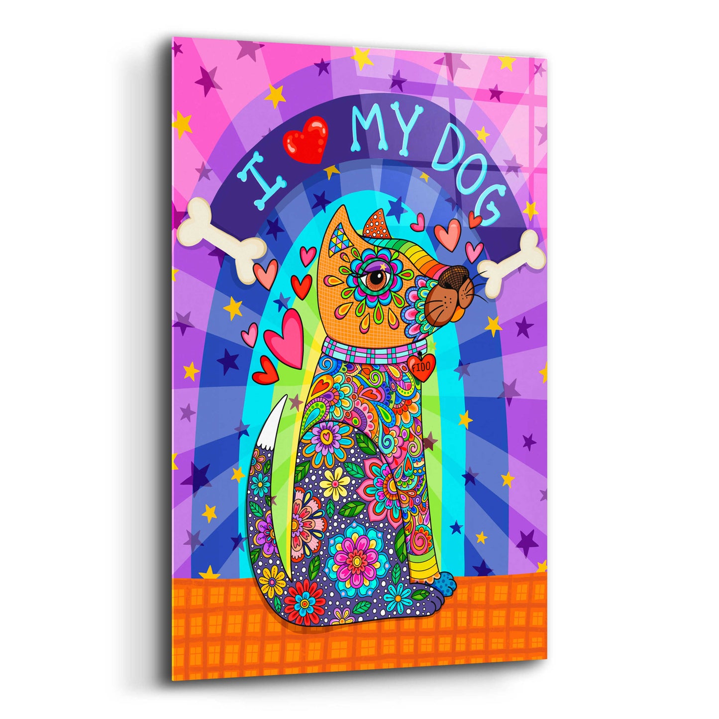 Epic Art 'I Love my Dog' by Hello Angel, Acrylic Glass Wall Art,12x16