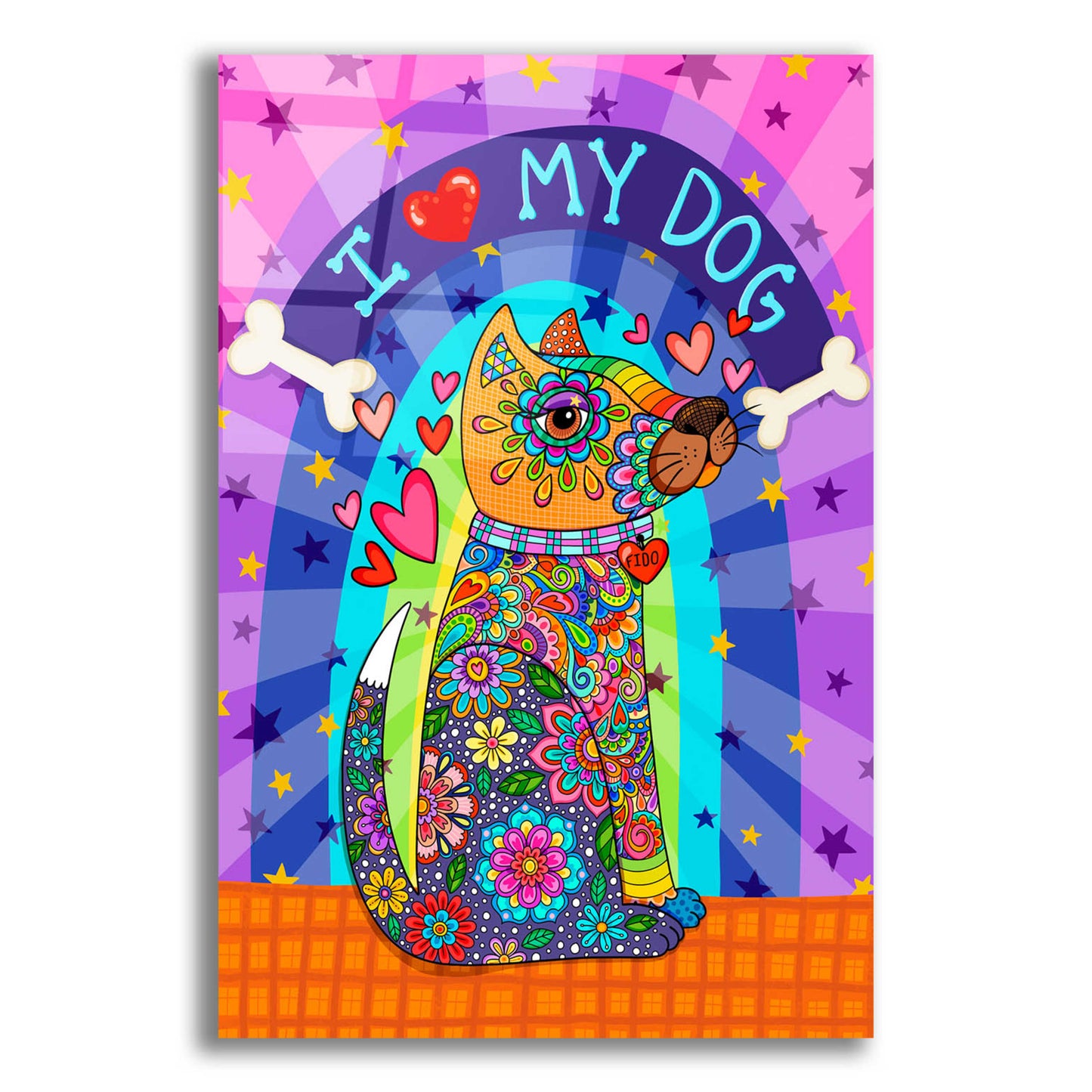 Epic Art 'I Love my Dog' by Hello Angel, Acrylic Glass Wall Art,12x16