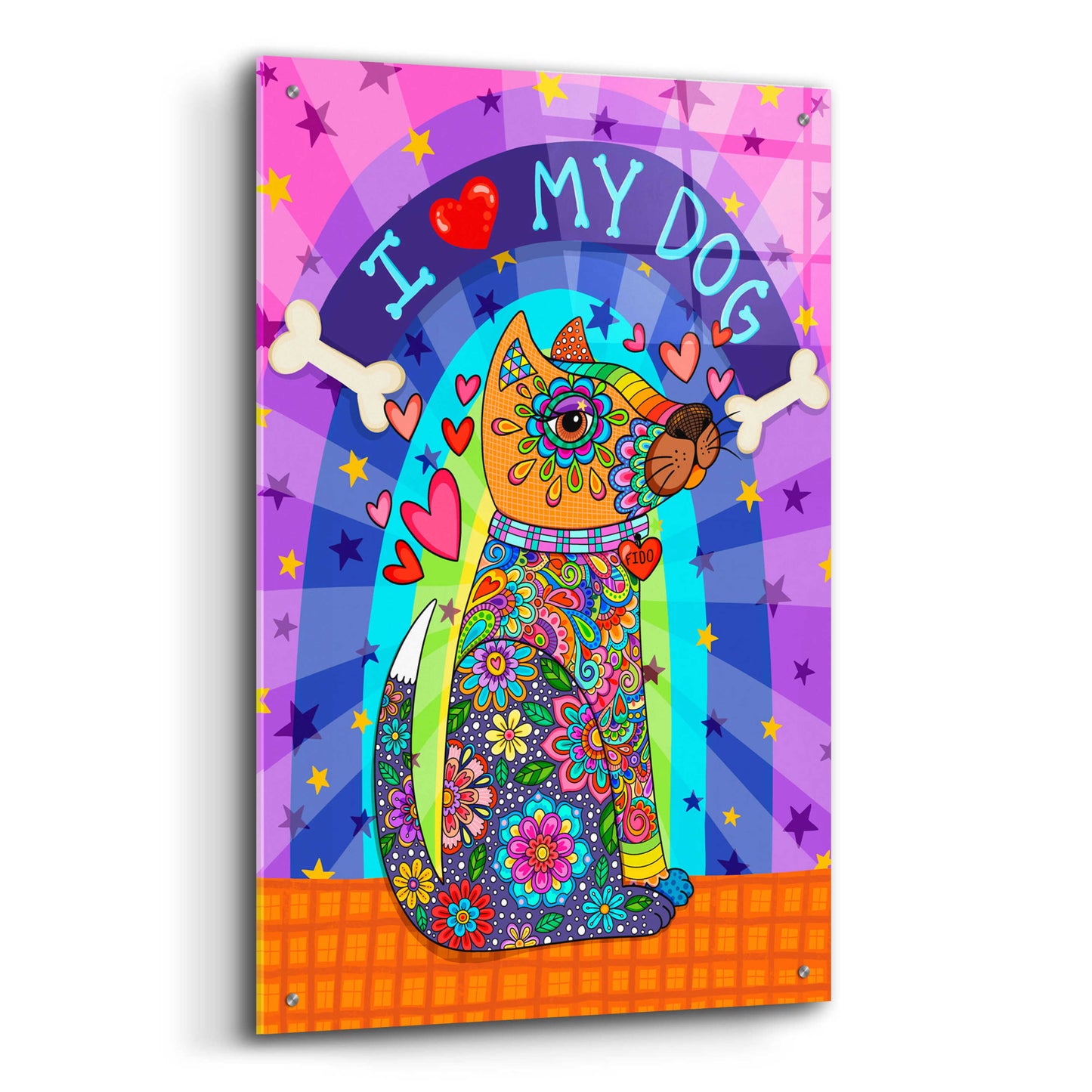 Epic Art 'I Love my Dog' by Hello Angel, Acrylic Glass Wall Art,24x36