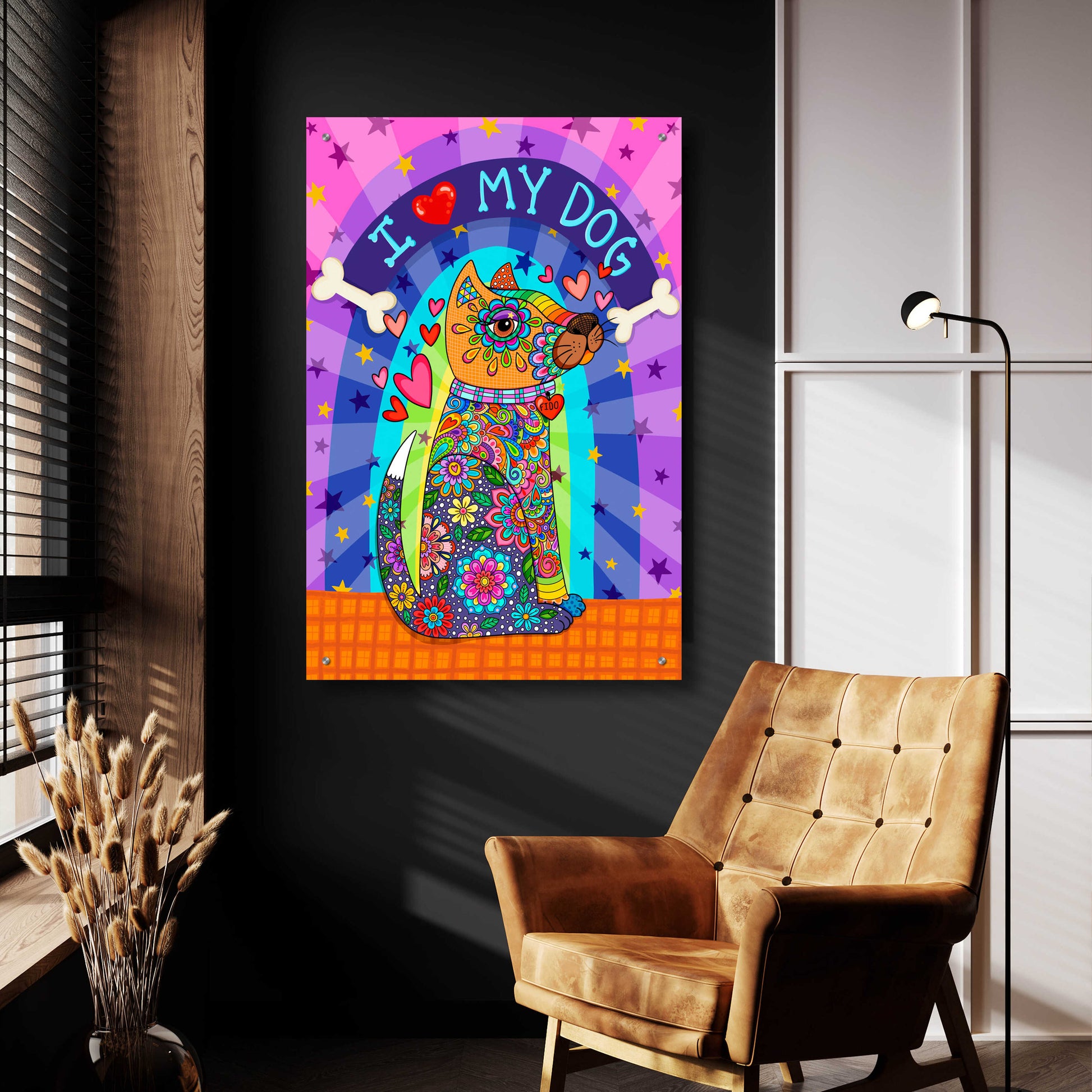 Epic Art 'I Love my Dog' by Hello Angel, Acrylic Glass Wall Art,24x36