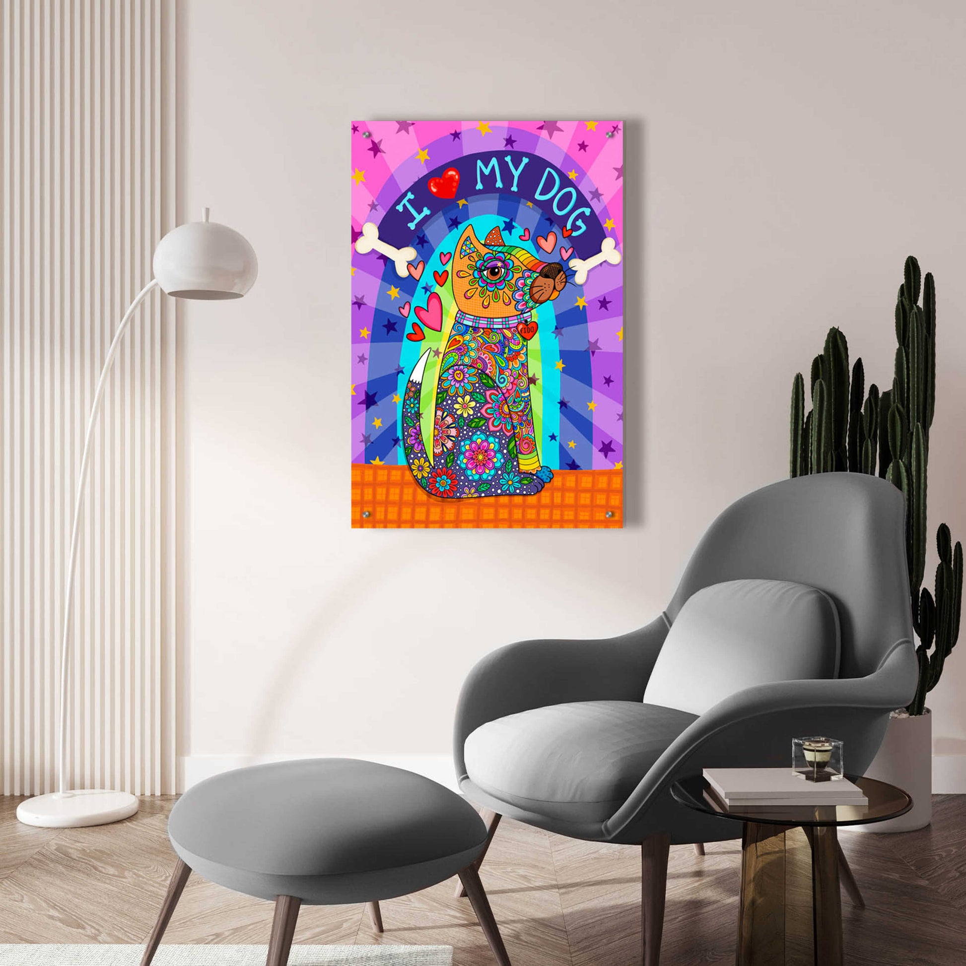 Epic Art 'I Love my Dog' by Hello Angel, Acrylic Glass Wall Art,24x36