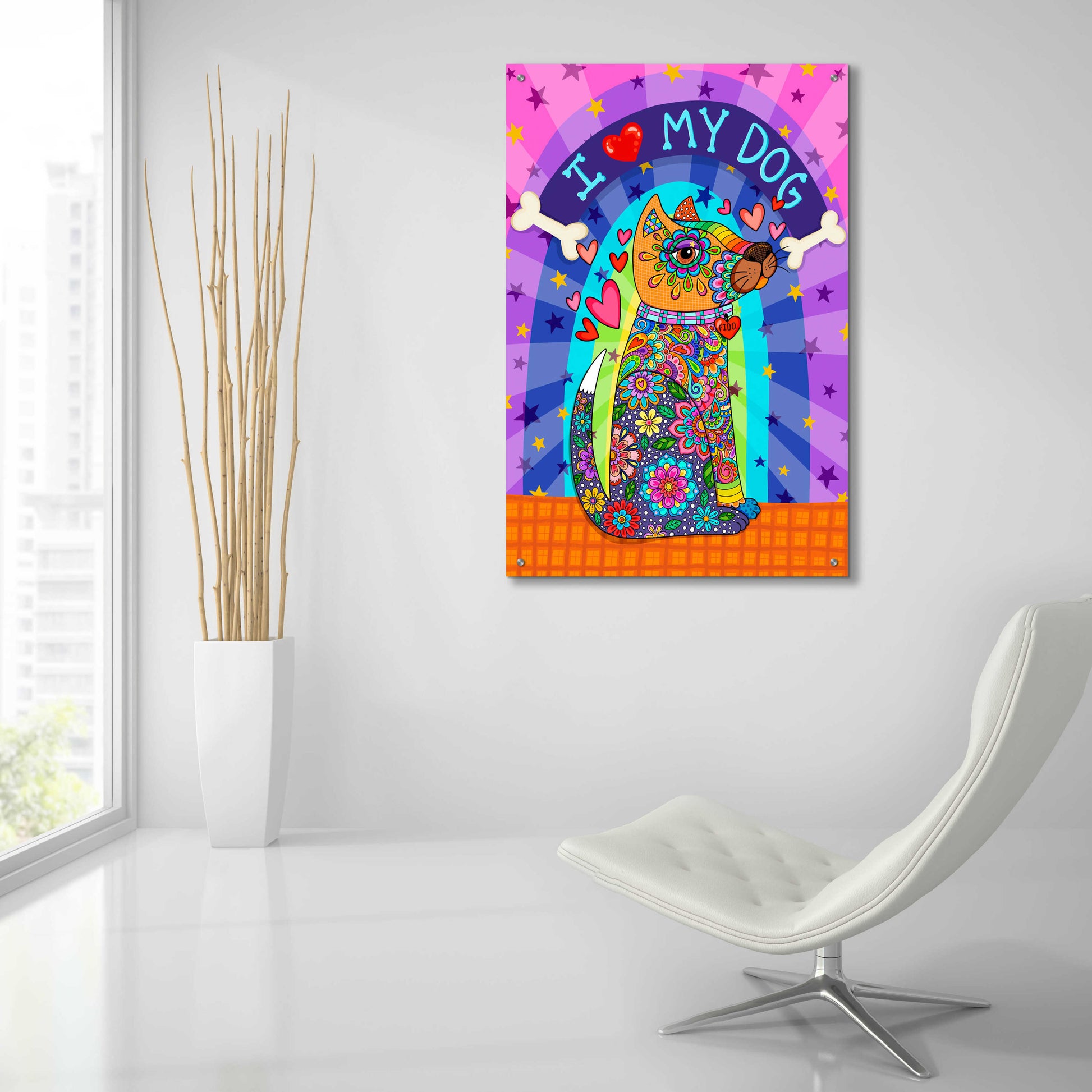 Epic Art 'I Love my Dog' by Hello Angel, Acrylic Glass Wall Art,24x36