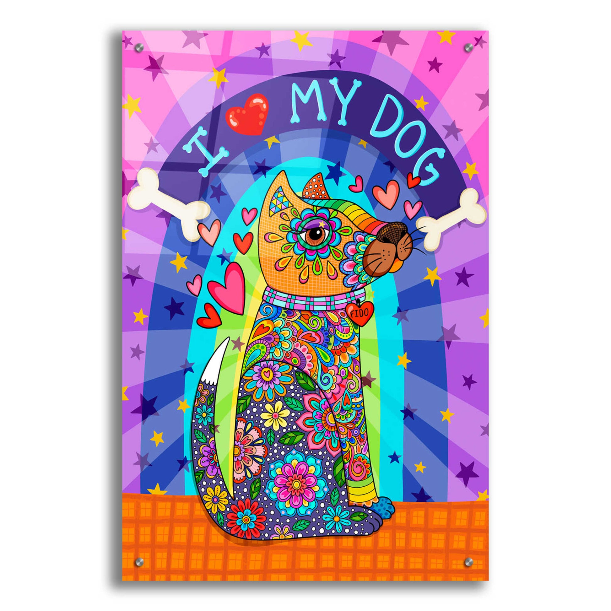 Epic Art 'I Love my Dog' by Hello Angel, Acrylic Glass Wall Art,24x36