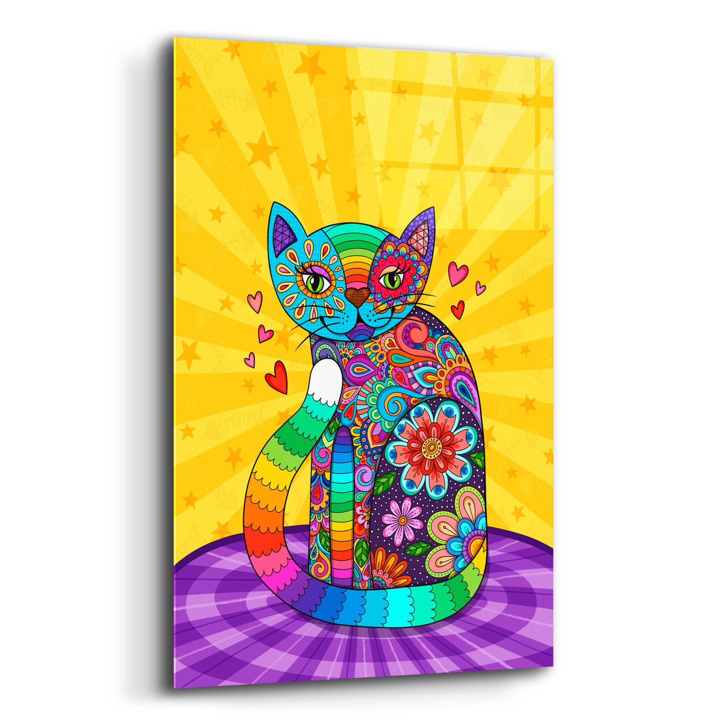 Epic Art 'Cats Meow' by Hello Angel, Acrylic Glass Wall Art,12x16