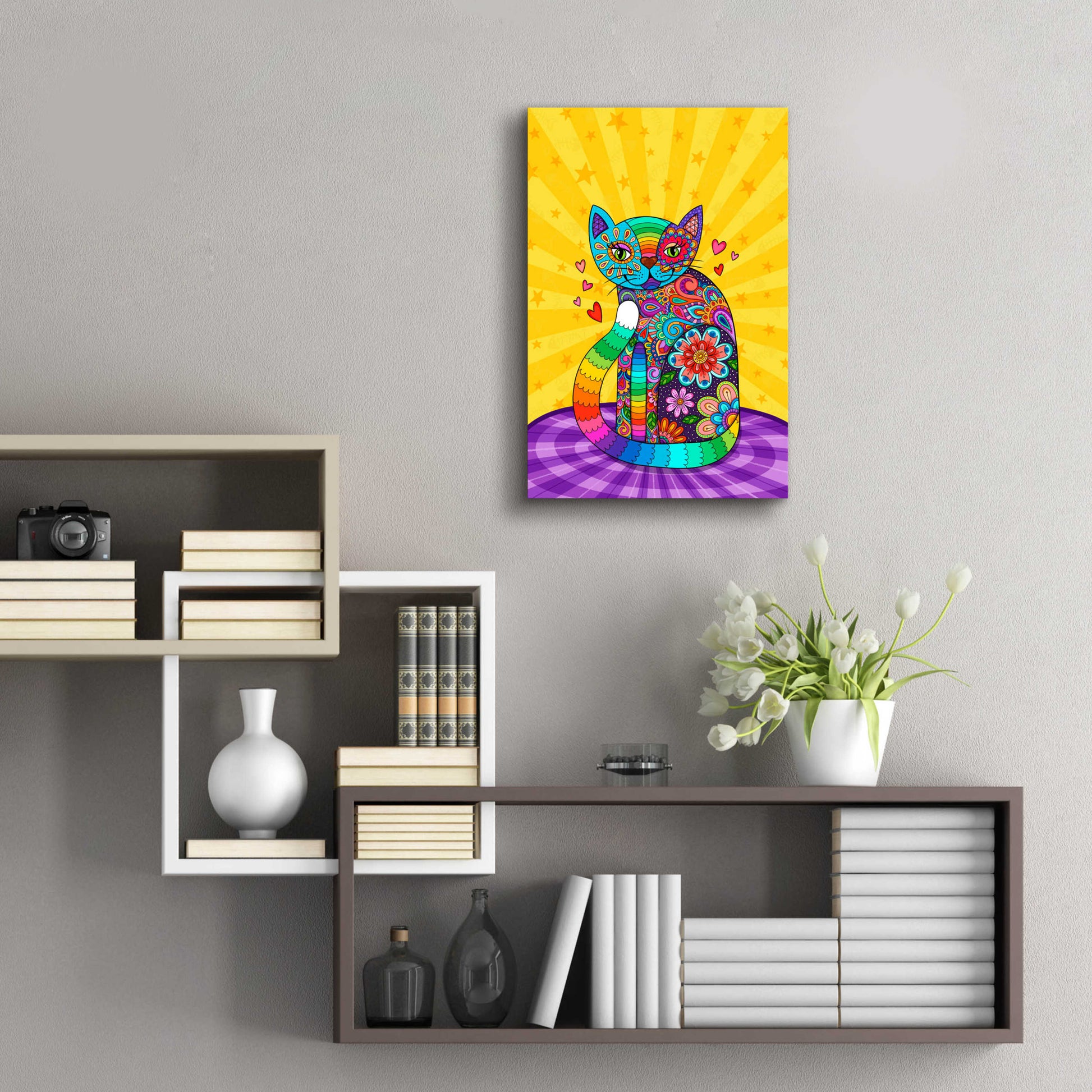 Epic Art 'Cats Meow' by Hello Angel, Acrylic Glass Wall Art,16x24