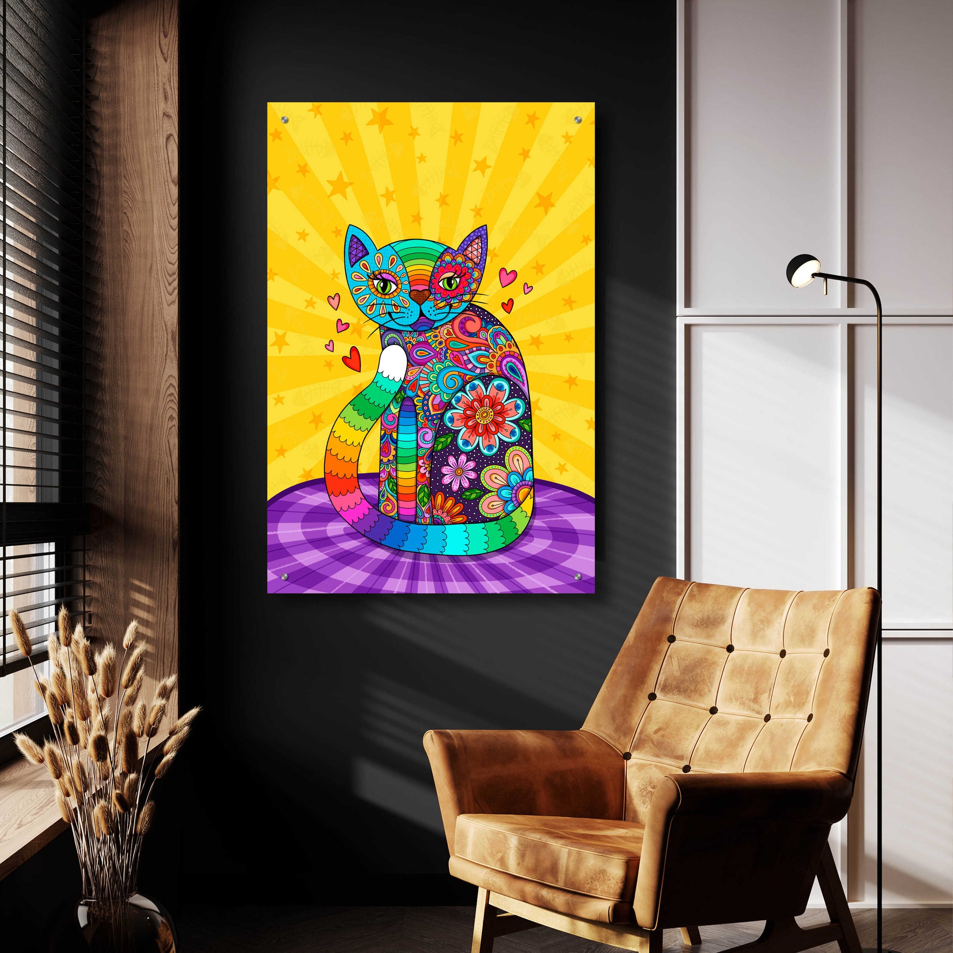 Epic Art 'Cats Meow' by Hello Angel, Acrylic Glass Wall Art,24x36