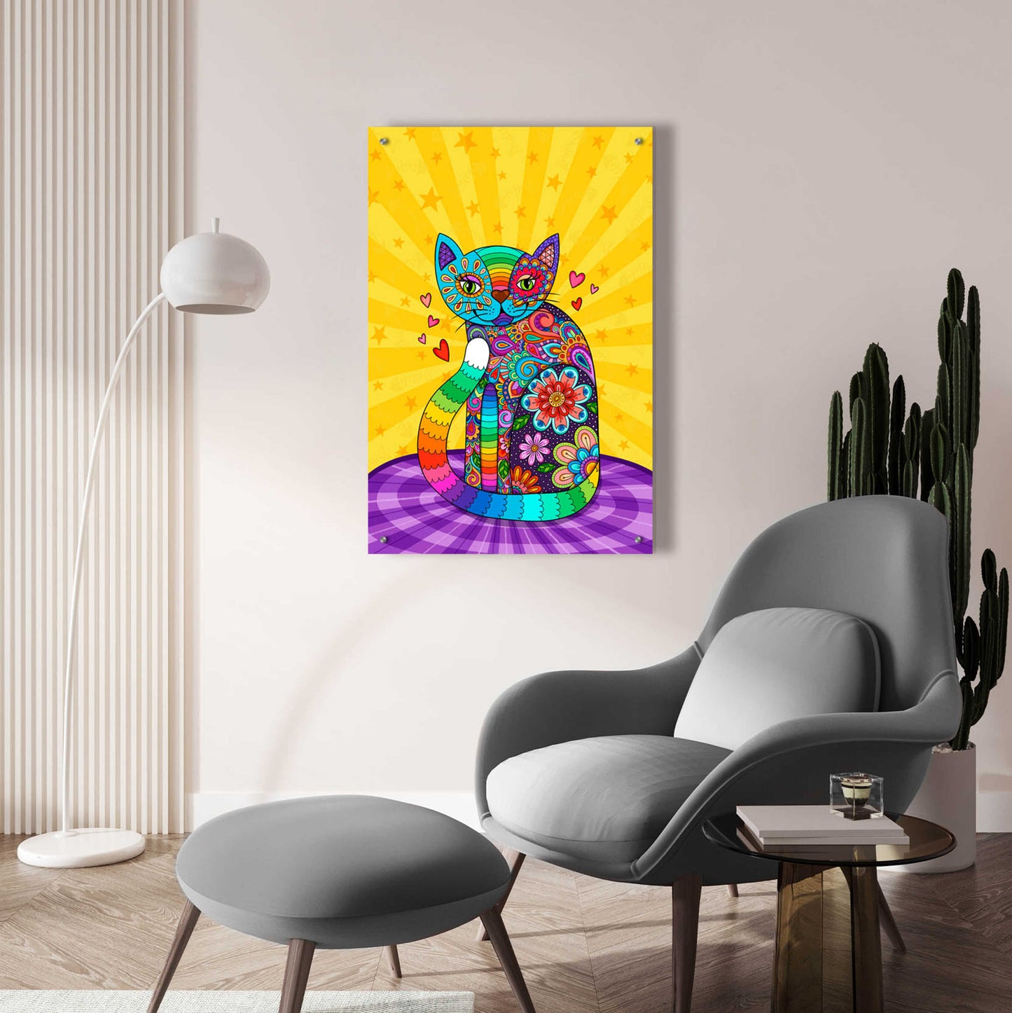 Epic Art 'Cats Meow' by Hello Angel, Acrylic Glass Wall Art,24x36