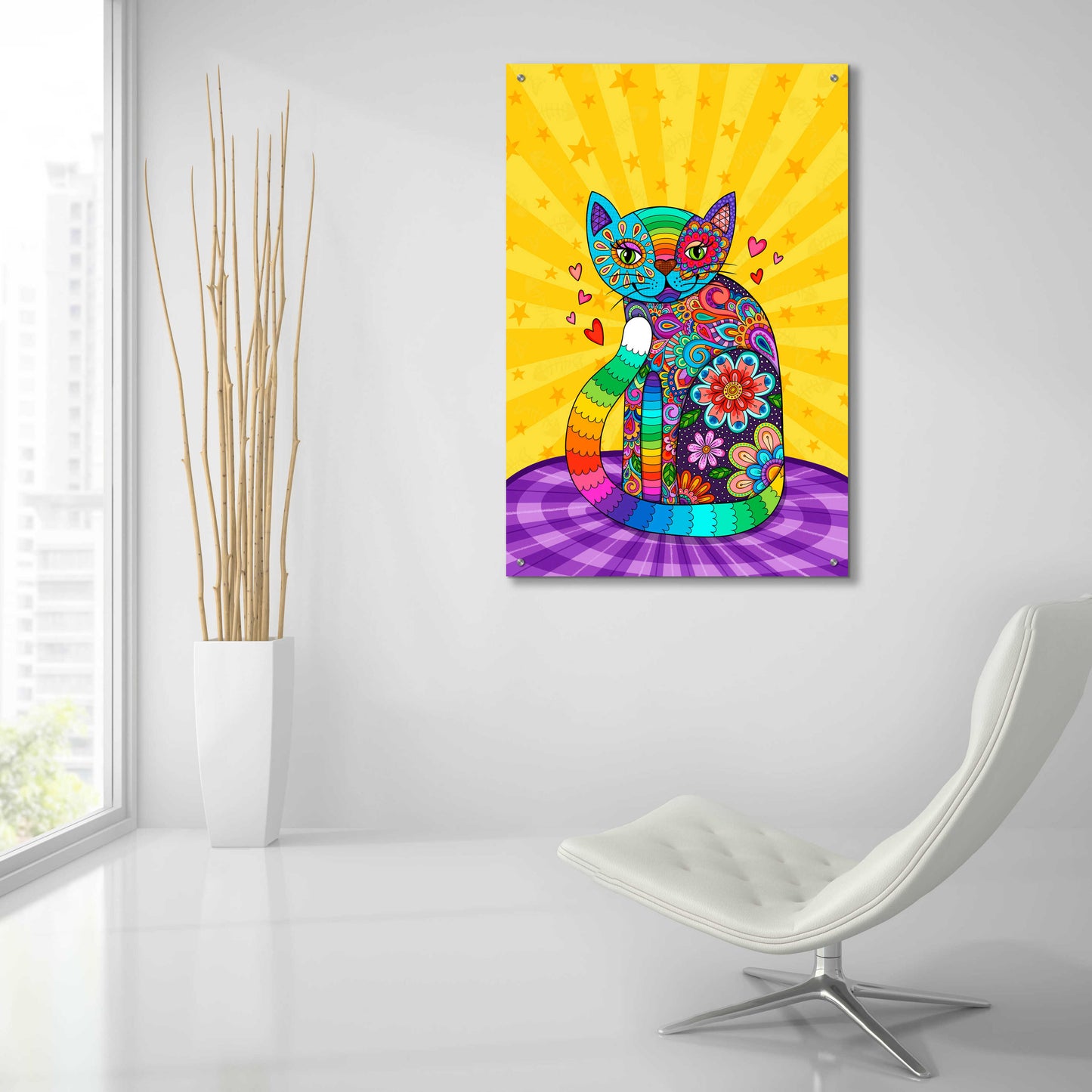 Epic Art 'Cats Meow' by Hello Angel, Acrylic Glass Wall Art,24x36