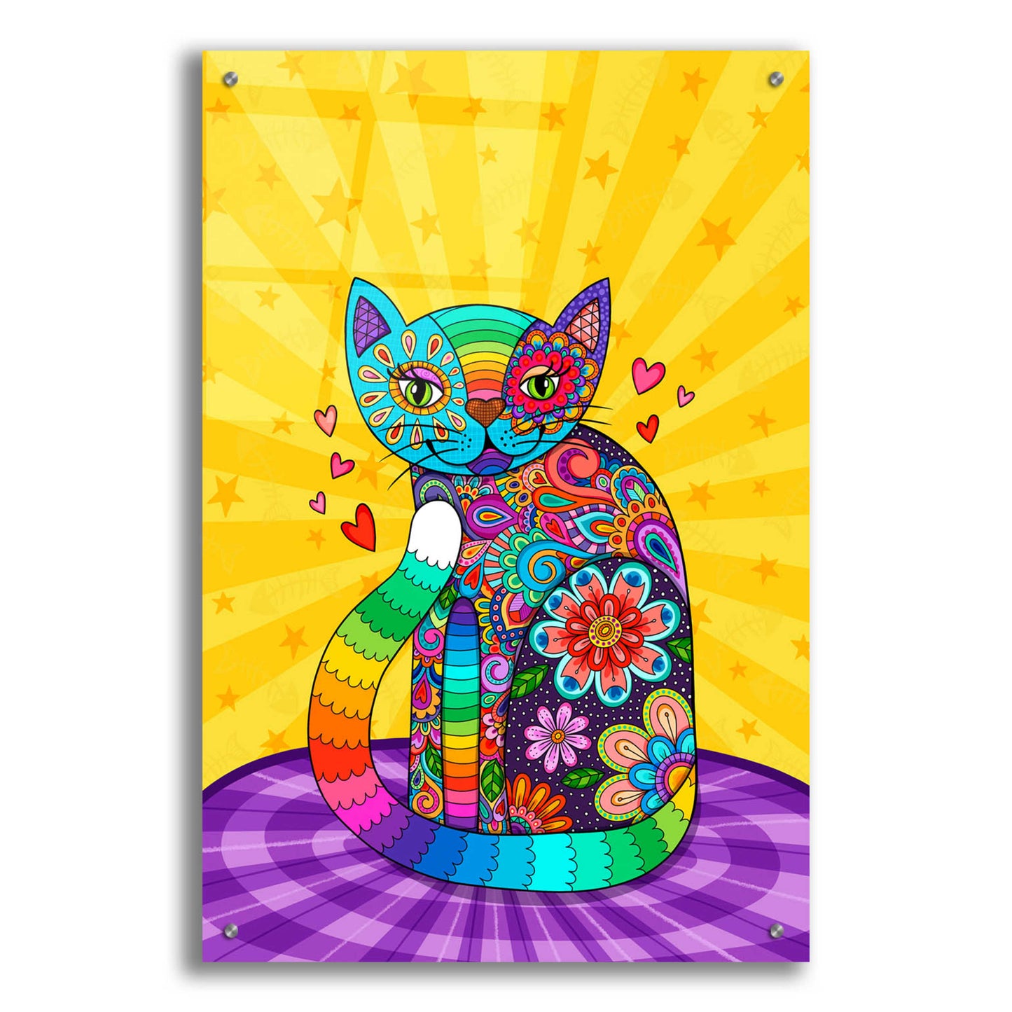 Epic Art 'Cats Meow' by Hello Angel, Acrylic Glass Wall Art,24x36