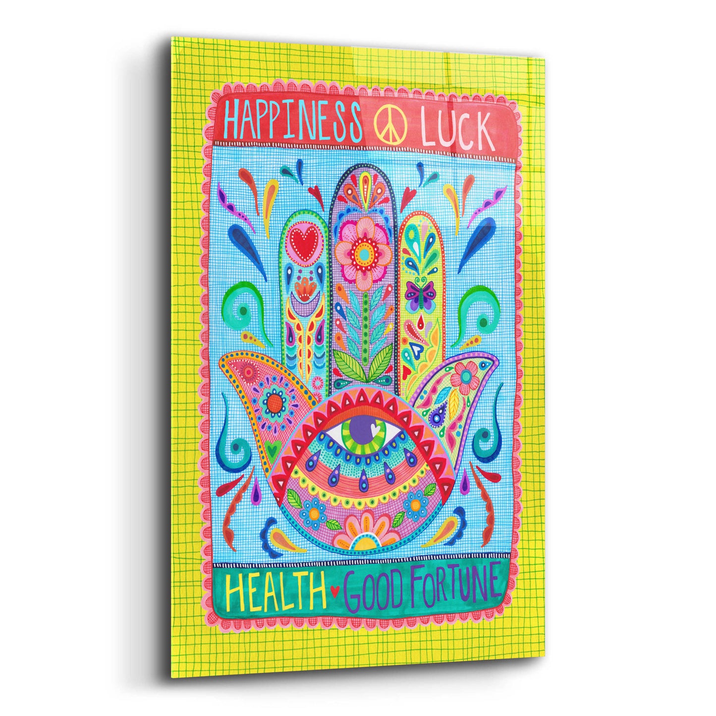 Epic Art 'Hamsa of Happiness' by Hello Angel, Acrylic Glass Wall Art,12x16