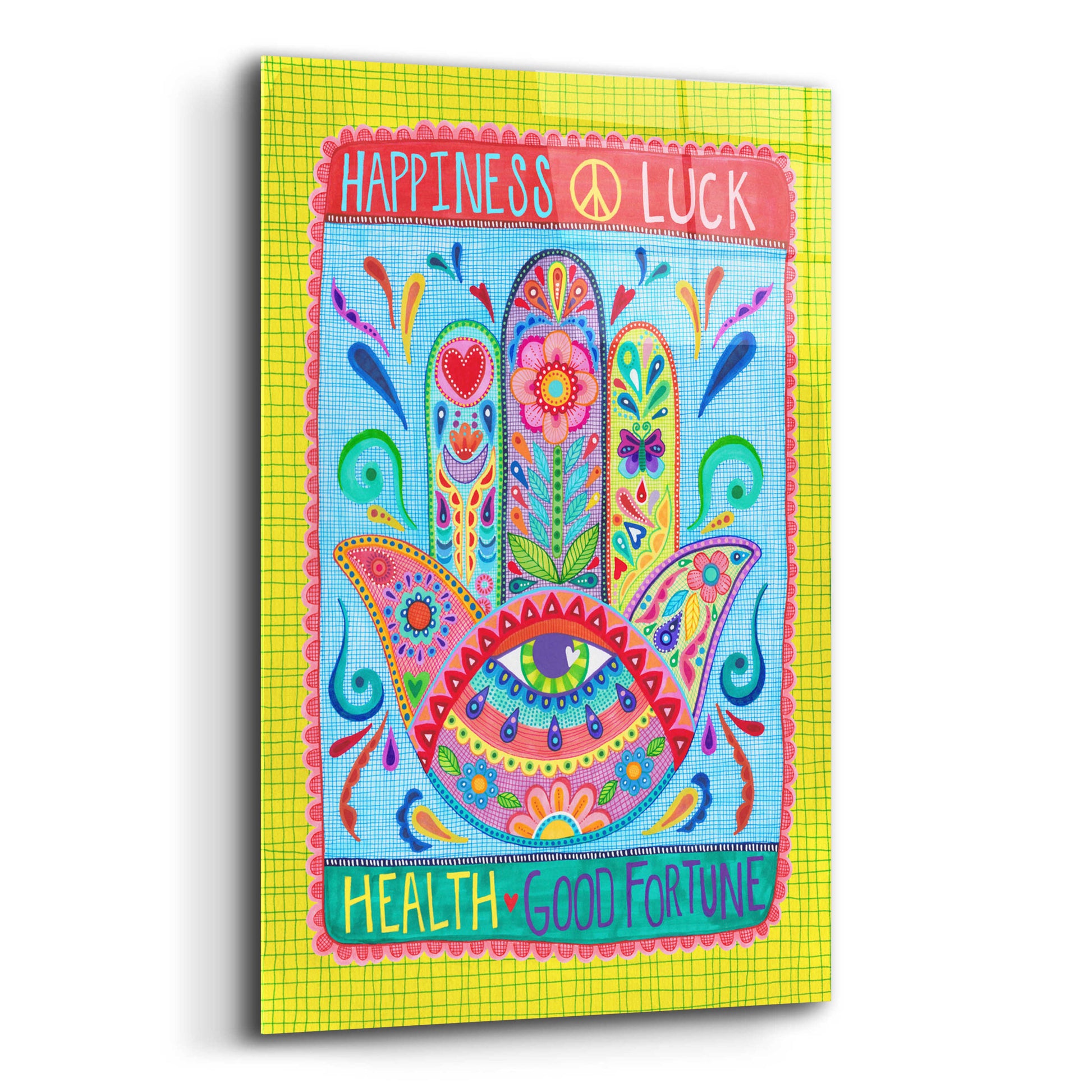 Epic Art 'Hamsa of Happiness' by Hello Angel, Acrylic Glass Wall Art,12x16