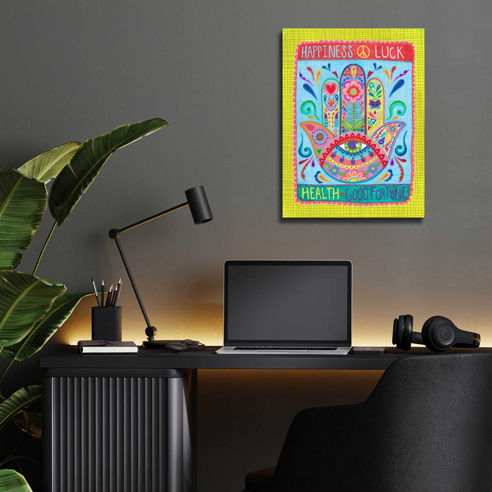 Epic Art 'Hamsa of Happiness' by Hello Angel, Acrylic Glass Wall Art,12x16