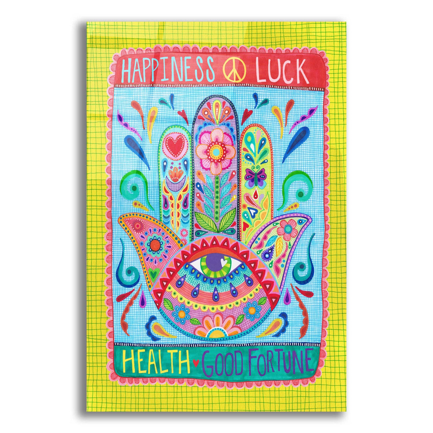 Epic Art 'Hamsa of Happiness' by Hello Angel, Acrylic Glass Wall Art,12x16