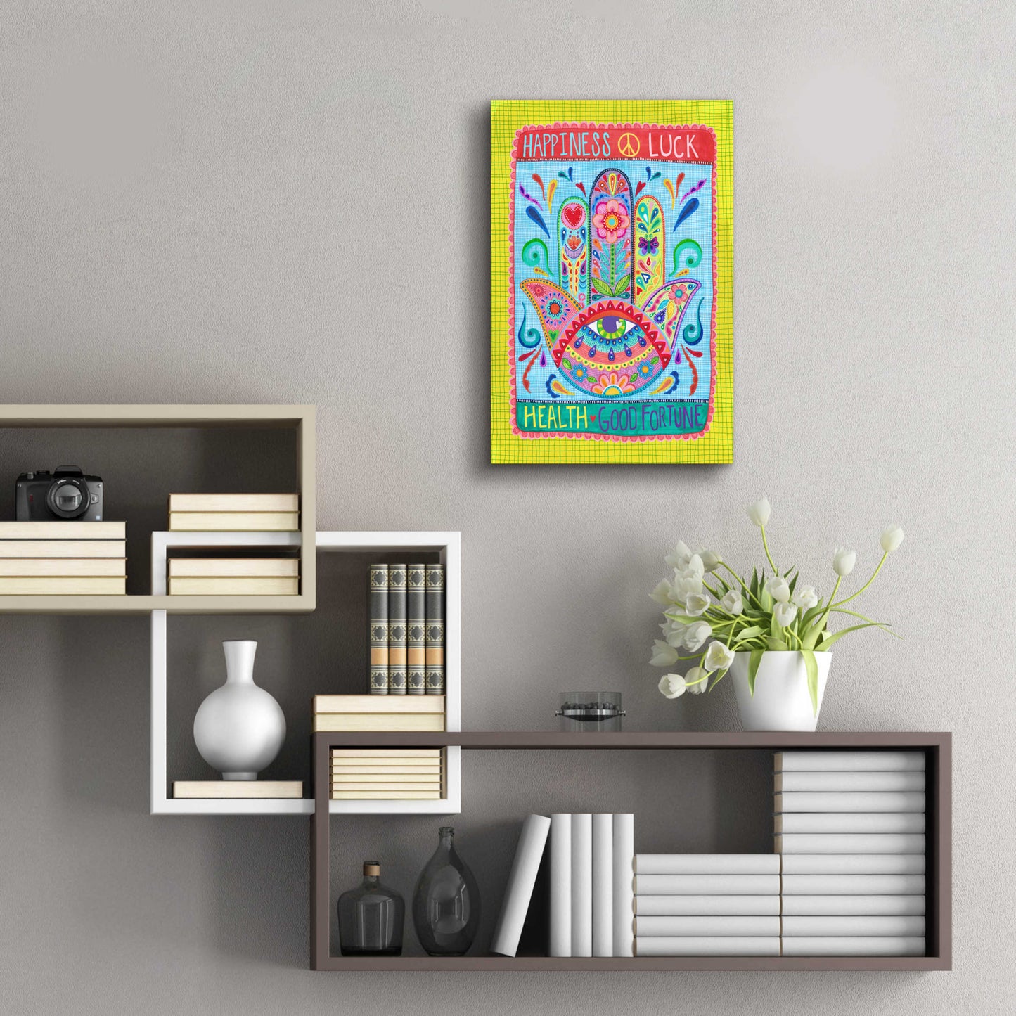 Epic Art 'Hamsa of Happiness' by Hello Angel, Acrylic Glass Wall Art,16x24