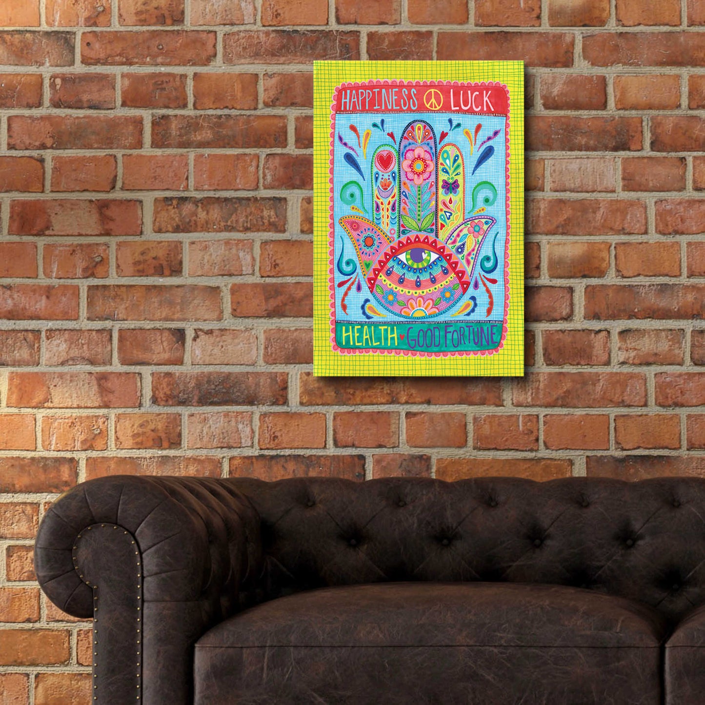 Epic Art 'Hamsa of Happiness' by Hello Angel, Acrylic Glass Wall Art,16x24