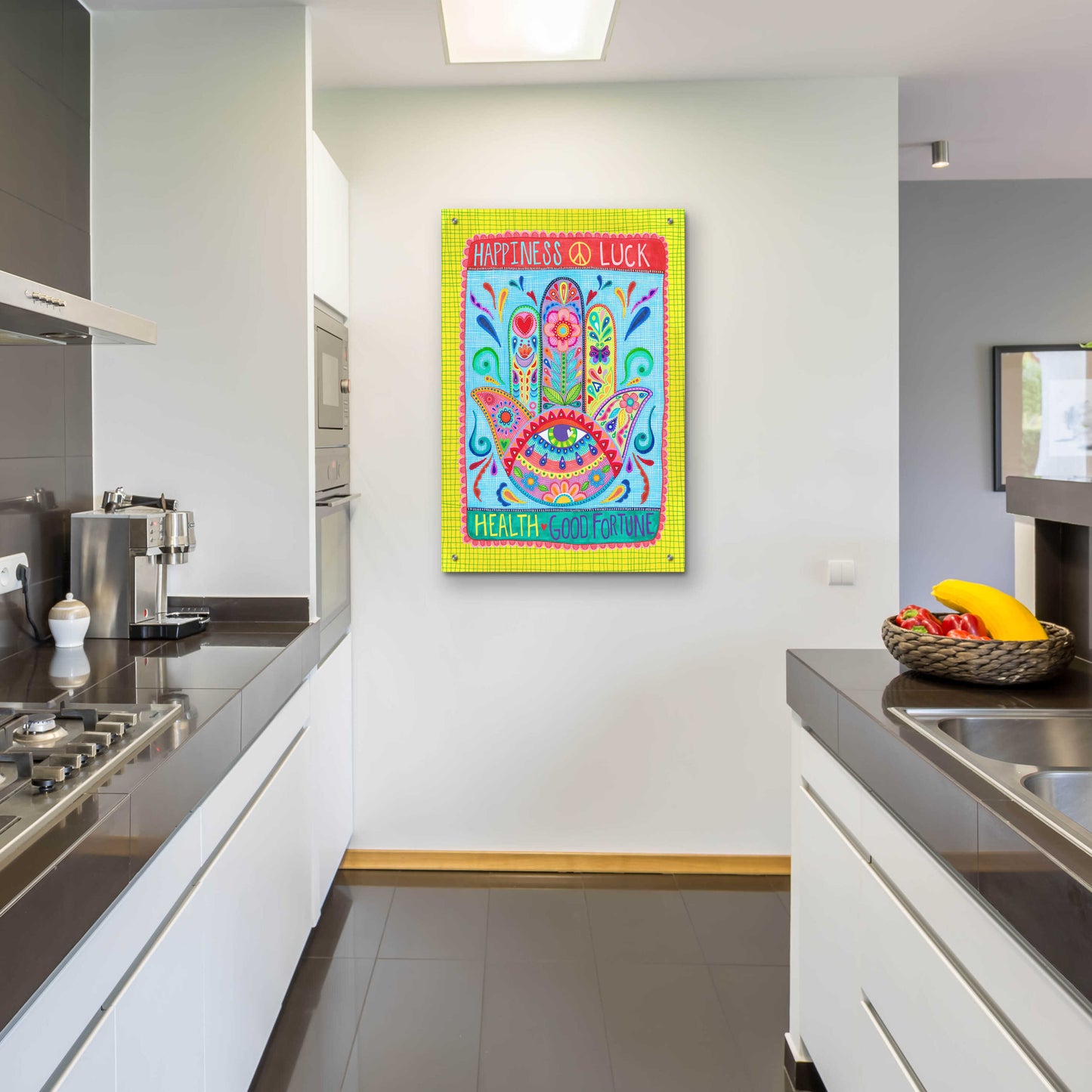 Epic Art 'Hamsa of Happiness' by Hello Angel, Acrylic Glass Wall Art,24x36