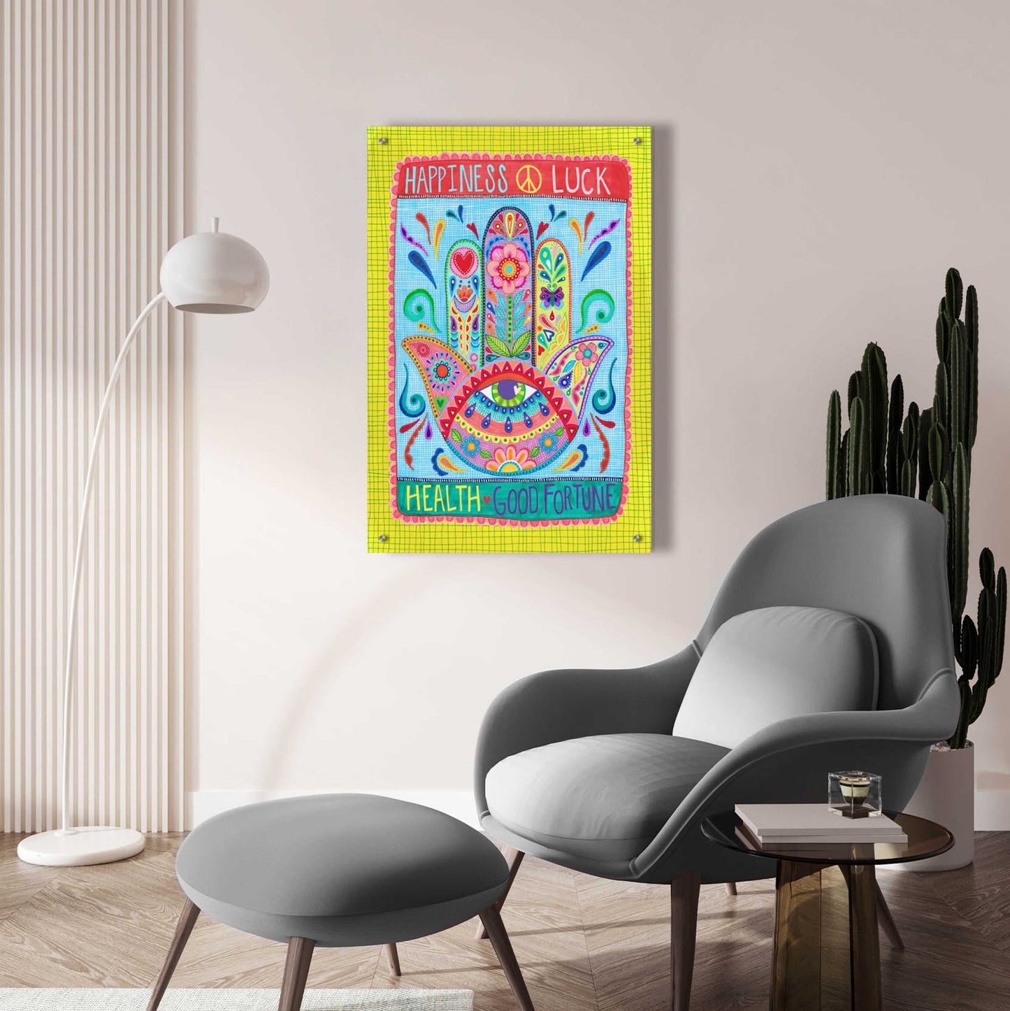 Epic Art 'Hamsa of Happiness' by Hello Angel, Acrylic Glass Wall Art,24x36