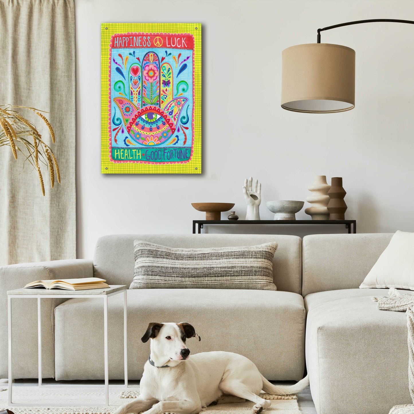 Epic Art 'Hamsa of Happiness' by Hello Angel, Acrylic Glass Wall Art,24x36