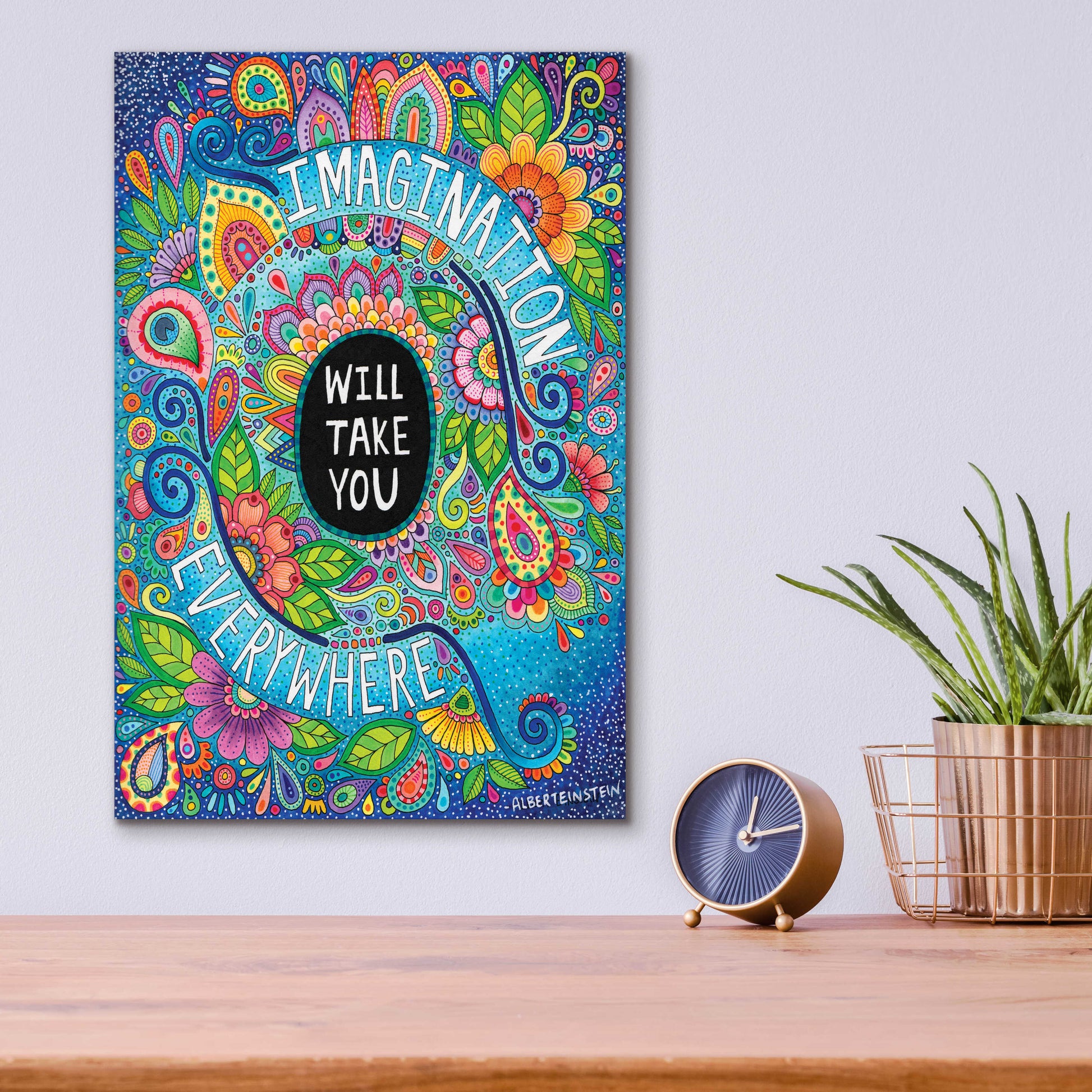 Epic Art 'Imagination Will Take You Everywhere ' by Hello Angel, Acrylic Glass Wall Art,12x16