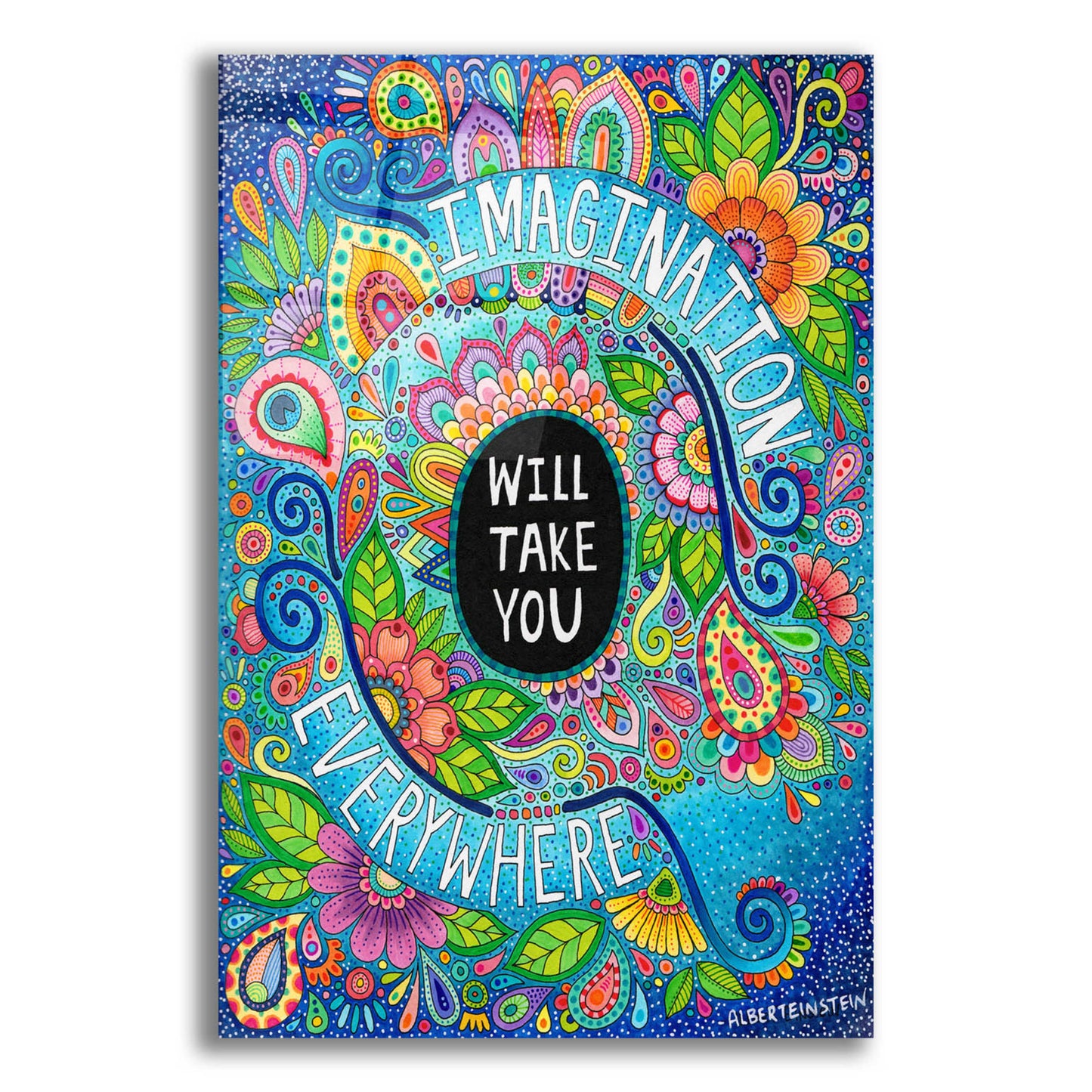 Epic Art 'Imagination Will Take You Everywhere ' by Hello Angel, Acrylic Glass Wall Art,12x16