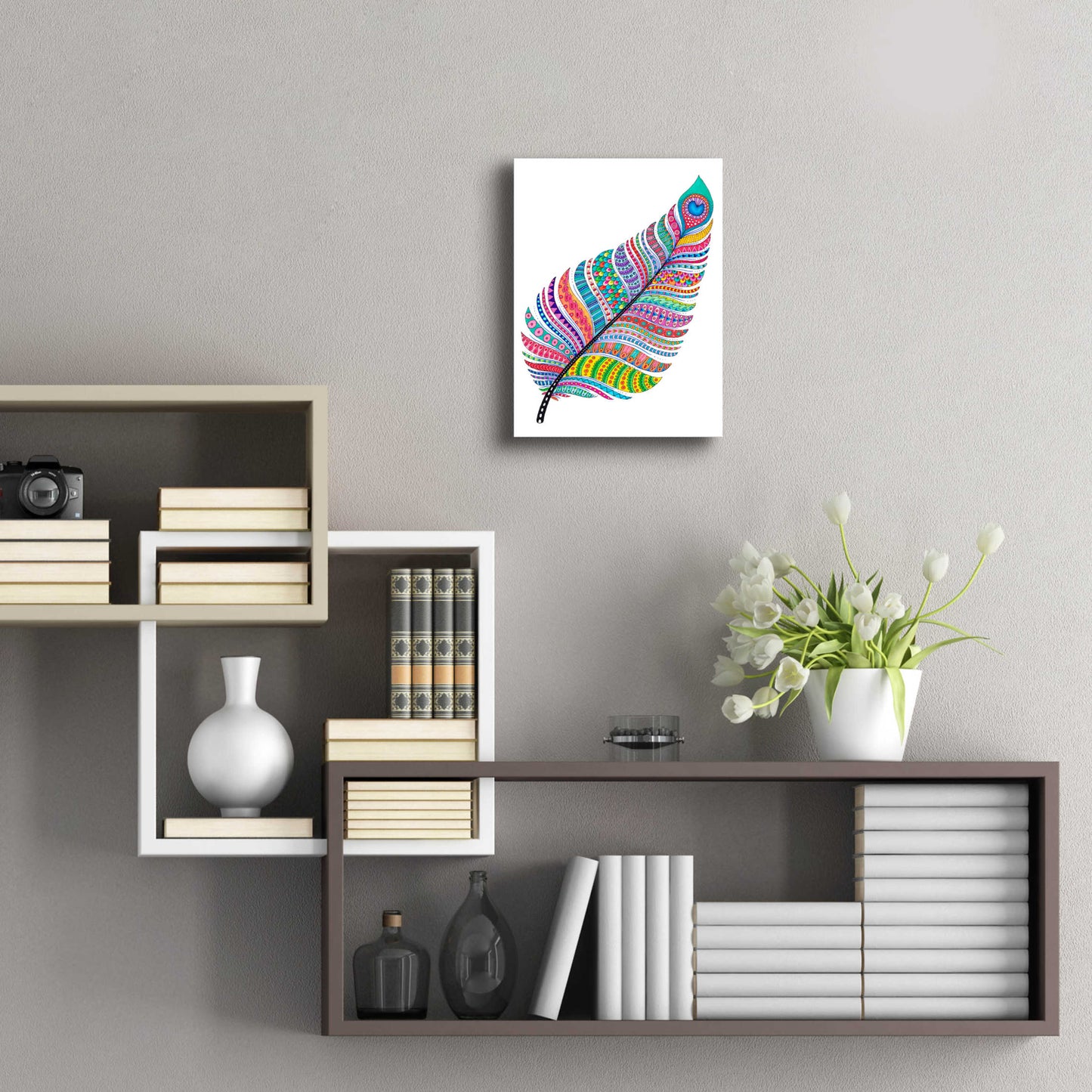 Epic Art 'Single Feather' by Hello Angel, Acrylic Glass Wall Art,12x16