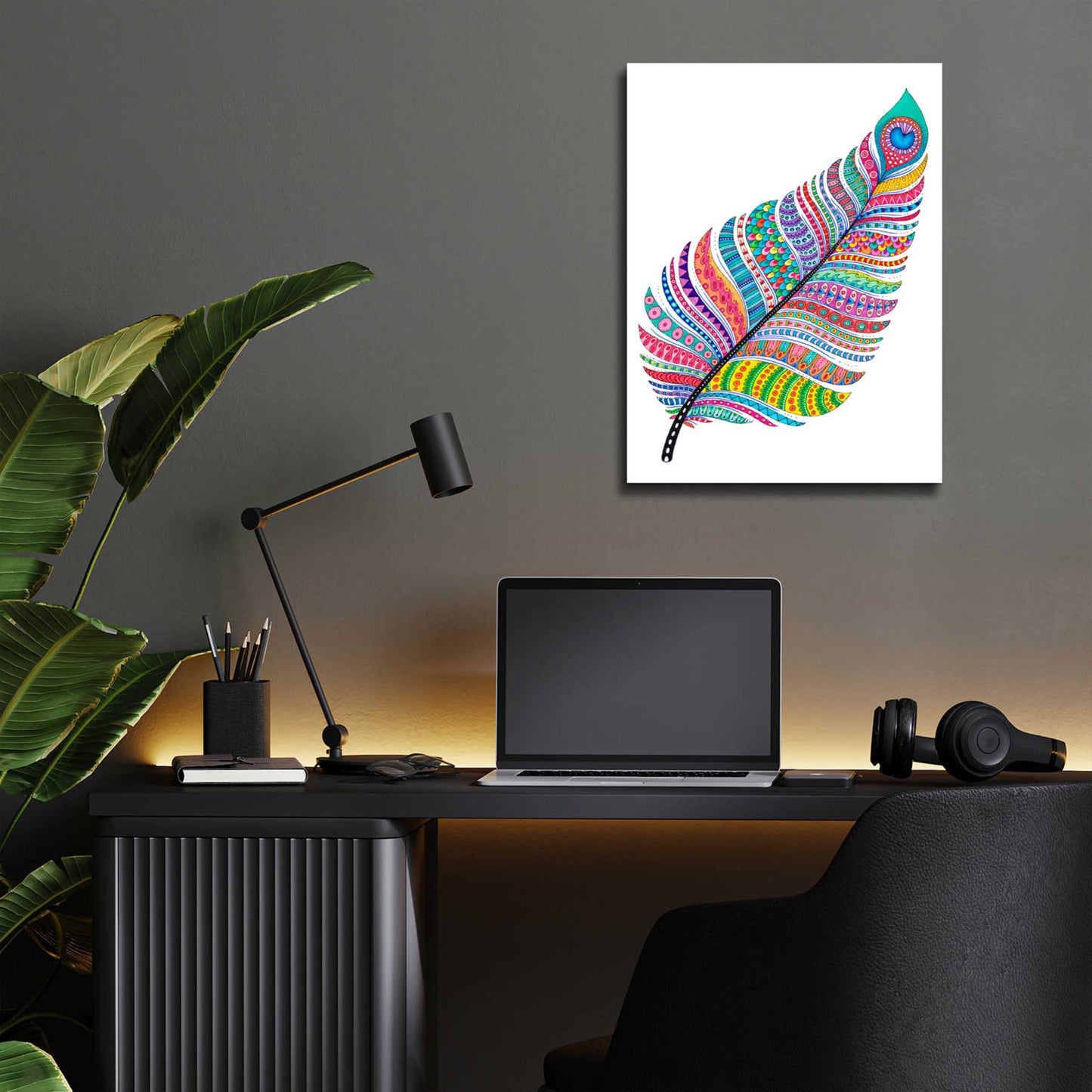 Epic Art 'Single Feather' by Hello Angel, Acrylic Glass Wall Art,12x16